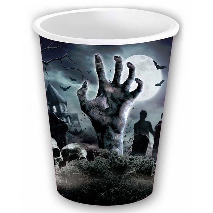 Horror-Shop Dekofigur Zombie Friedhof Pappbecher für Halloween 6 St.