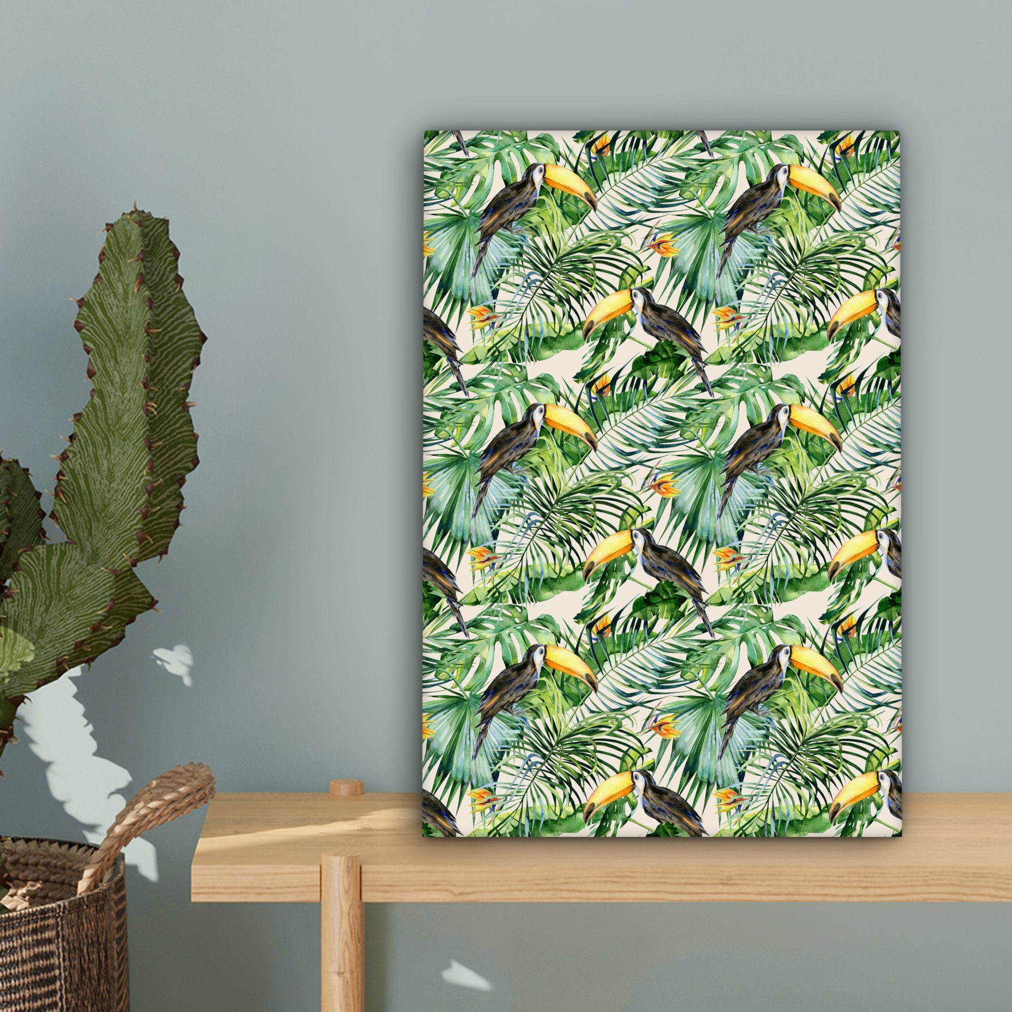 OneMillionCanvasses® Leinwandbild Paradiesvogelpflanze - Vogel, fertig Zackenaufhänger, Leinwandbild cm 20x30 St), Tukan - bespannt inkl. (1 Gemälde