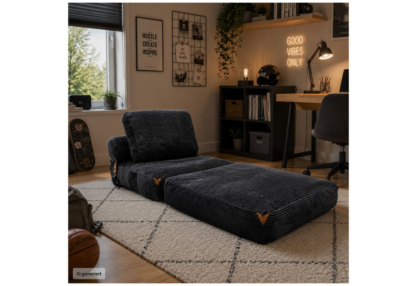 HTI-Living Loungesessel Klappsessel Aruna mit Schlaffunktion Grau 87 x 172 cm (1 Stück, 1-St), gemütliche Sitzhöhe