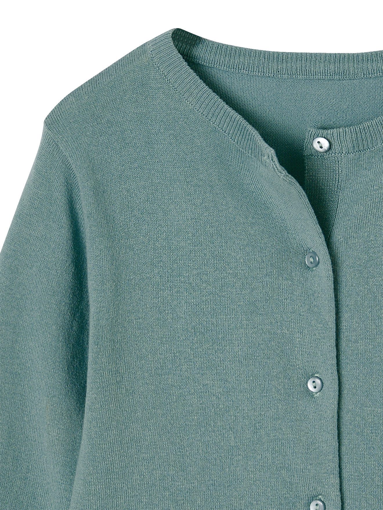 vertbaudet Strickjacke Mädchen Strickjacke BASICS Runder Ausschnitt, Knopfverschluss