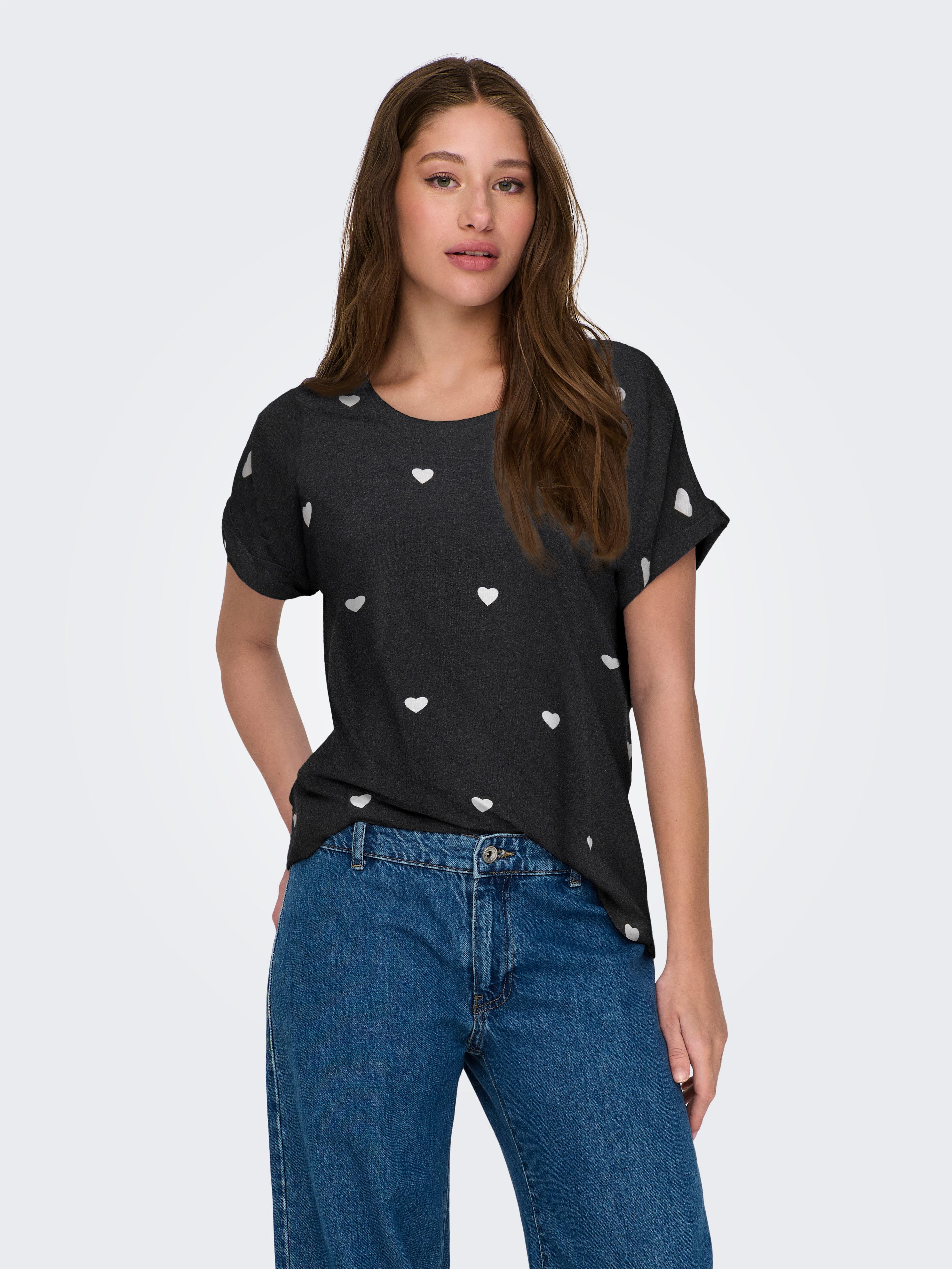 ONLY Kurzarmshirt ONLMOSTER S/S AOP TOP CS JRS Viskosemischung, Rundhals