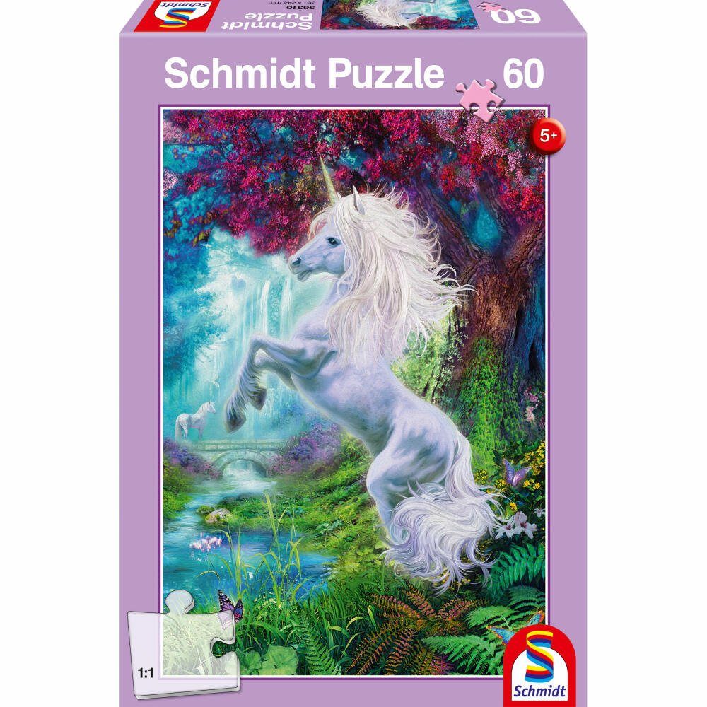 Schmidt Spiele Puzzle Einhorn im verzauberten Garten, 60 Puzzleteile