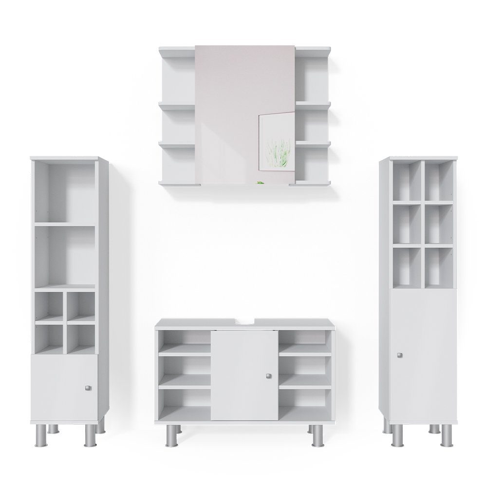 Vicco Badmöbel-Set Fynn, Weiß, 4 Teile, günstig online kaufen