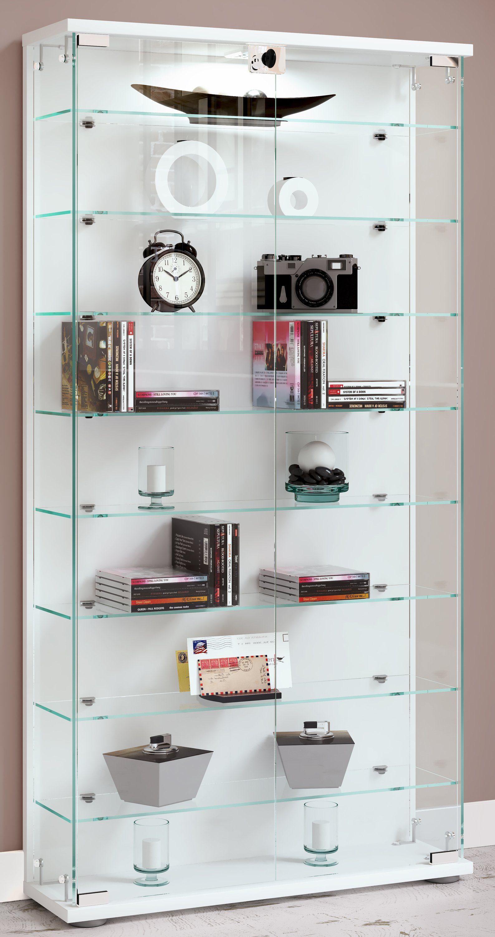 VCM Standvitrine Holz Glas Stand Vitrine Sammelvitrine Stelas L