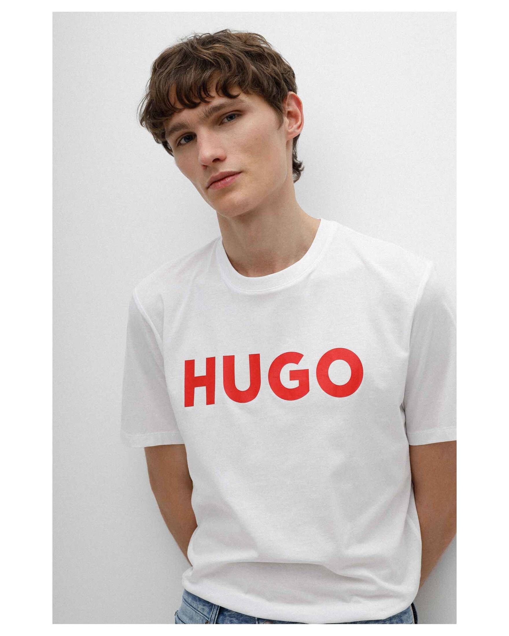 HUGO T-Shirt Herren (1-tlg) T-Shirt (10) weiss DULIVIO