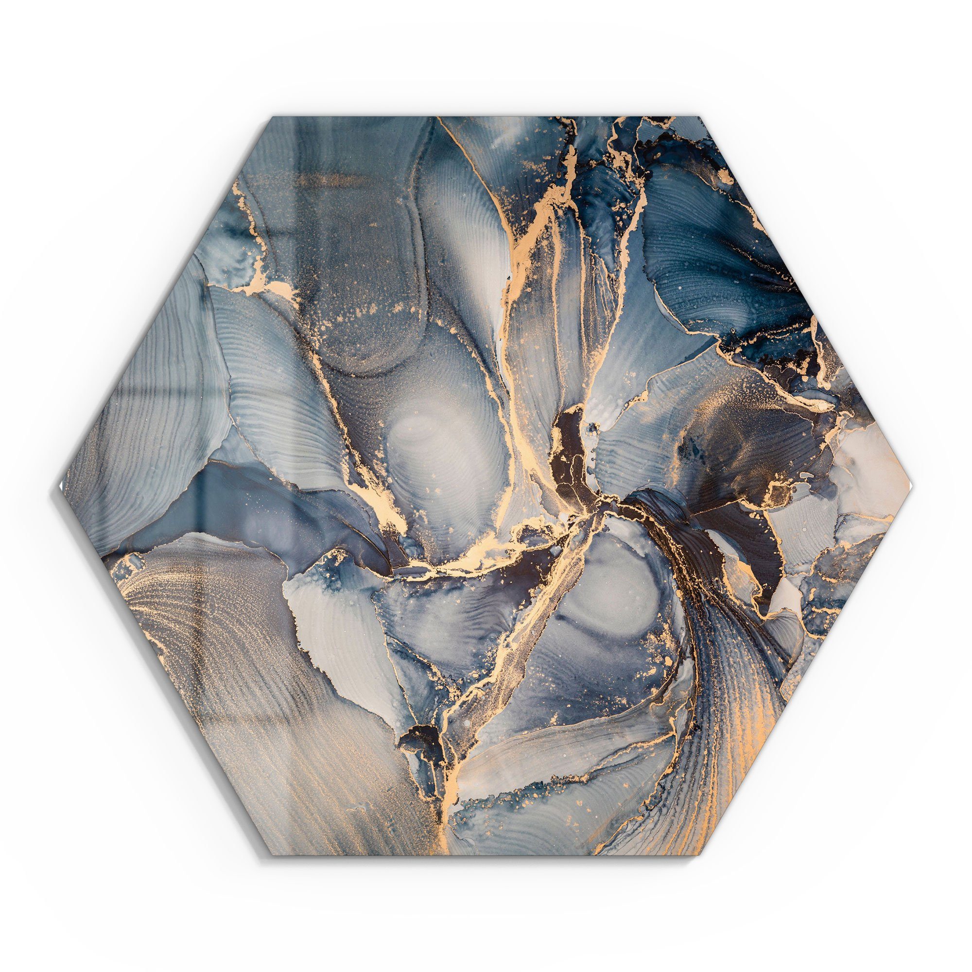 DEQORI Glasbild 'Marmor-Farbspiel mit Gold', 'Marmor-Farbspiel günstig online kaufen