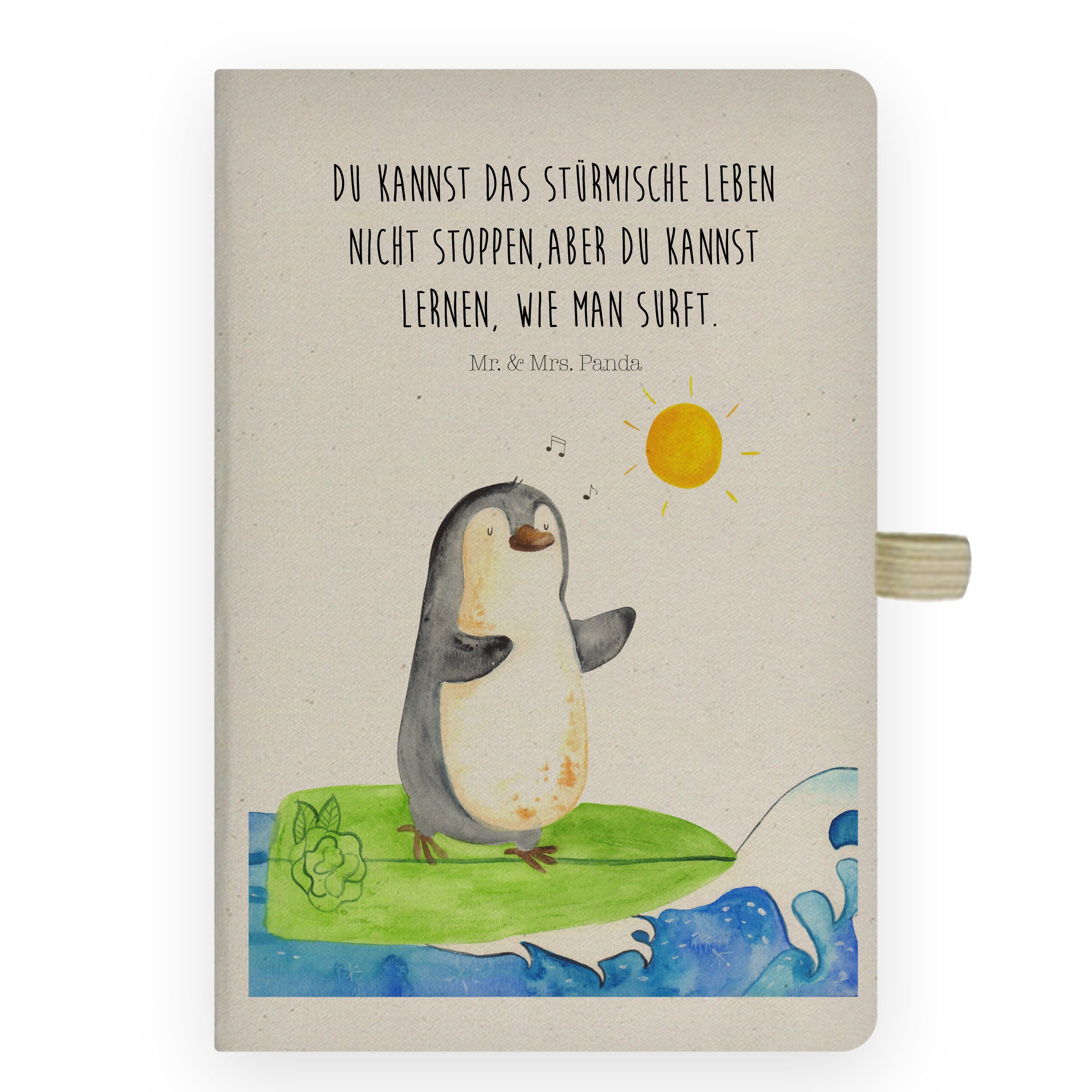 Mr. & Mrs. Panda Notizbuch Pinguin Surfer - Transparent - Geschenk, Hawaii, Notizblock, Adressbu Mr. & Mrs. Panda
