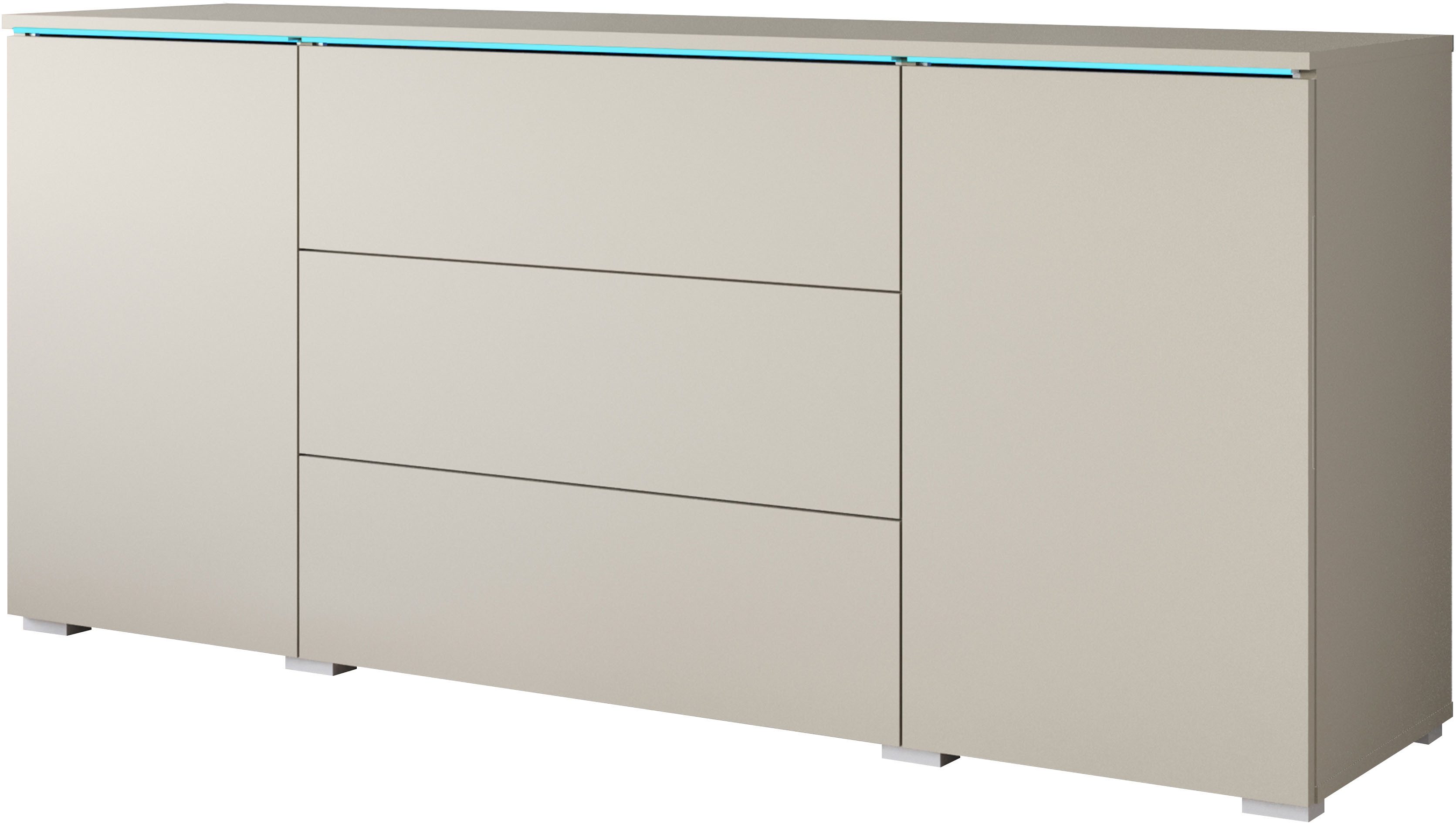 Home affaire Sideboard VERA, grifflos, verstellbare Einlegeböden, Wahlweise mit oder ohne Beleuchtung