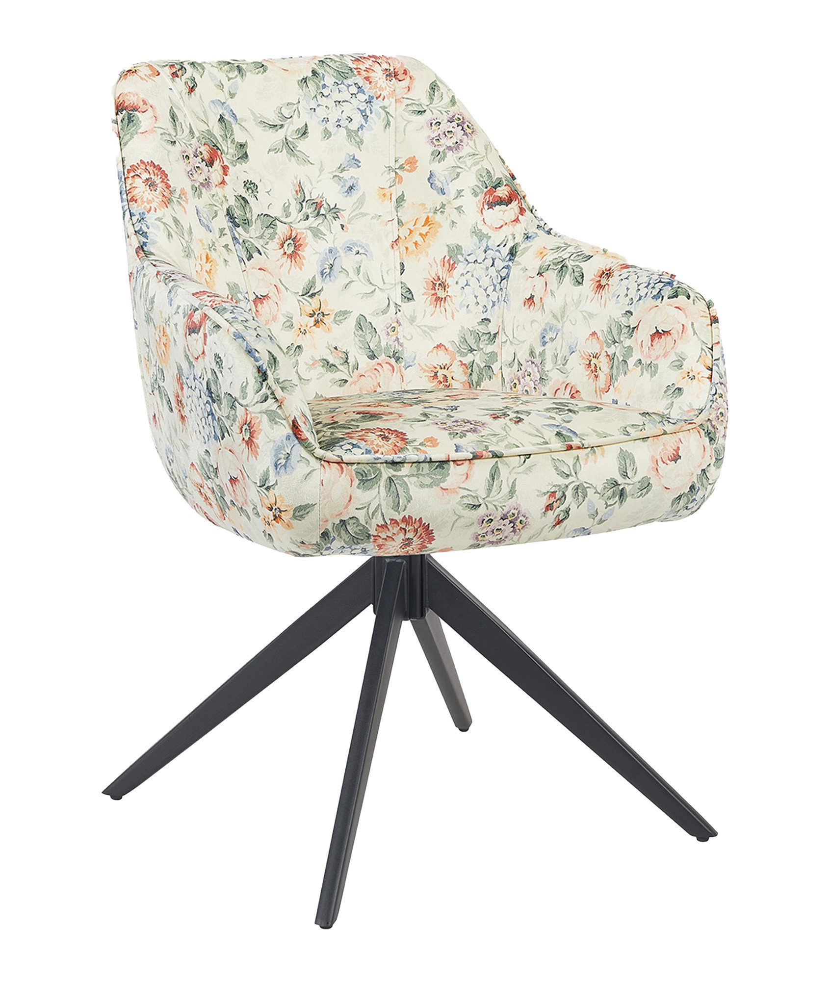 B&D home Polsterstuhl ARVIT, Esszimmer Stuhl, Drehstuhl, Armlehnstuhl mit Drehfunktion (1 St), mit Armlehnen, Taschenfederkern-Sitz, Metallgestell 360° drehbar
