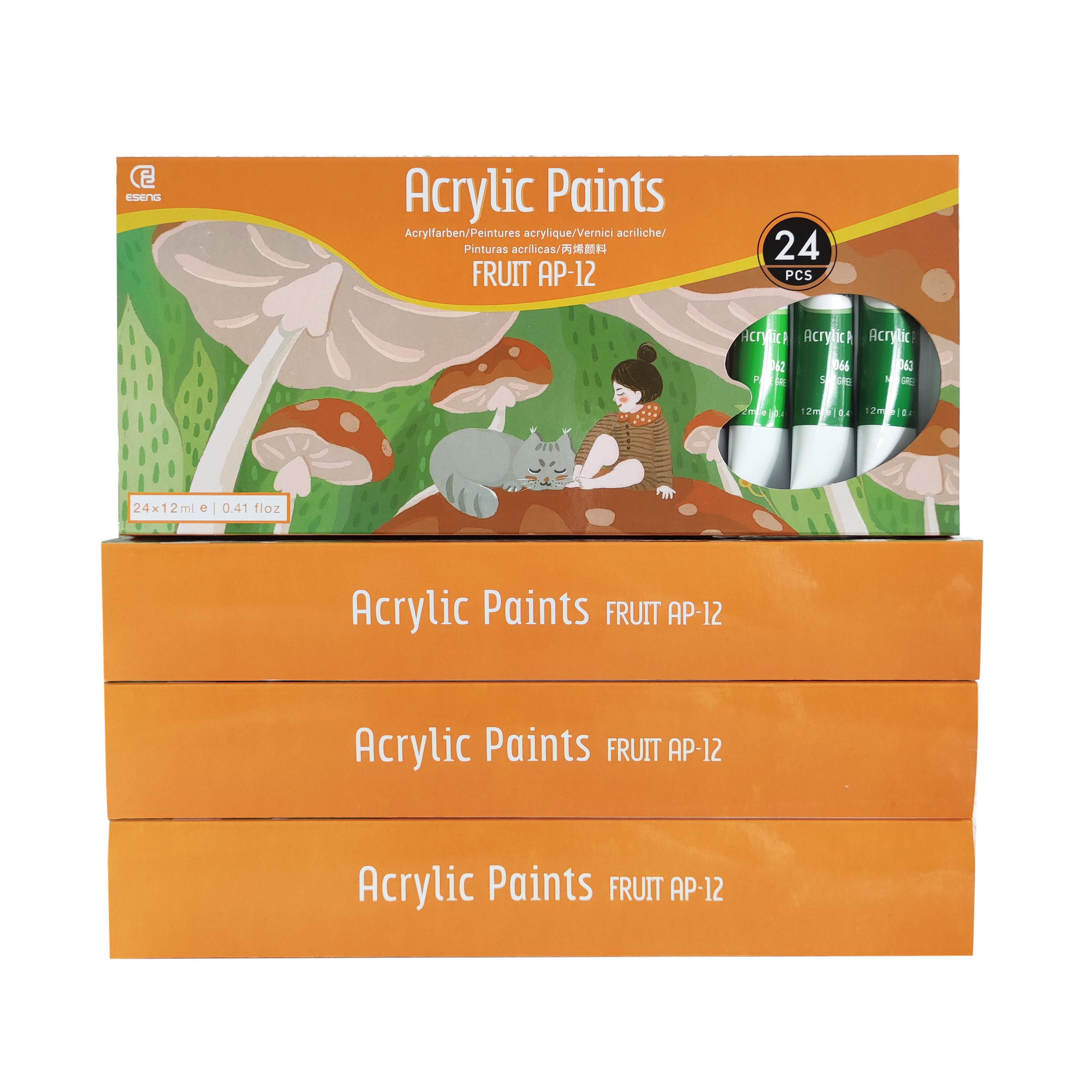 ESENG Acrylfarbe Premium FRUIT AP-12, 12-ml-Tuben, 12 & 24 Farben, für Leinwände, Holz