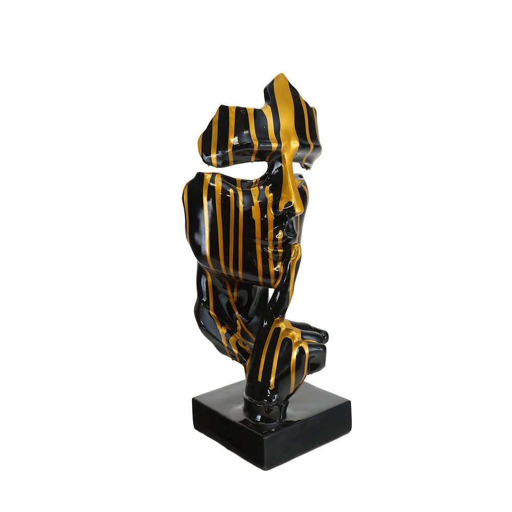 Dekofigur Maske kreative Skulptur Kunstharz schwarzgoldene Gartenfigur