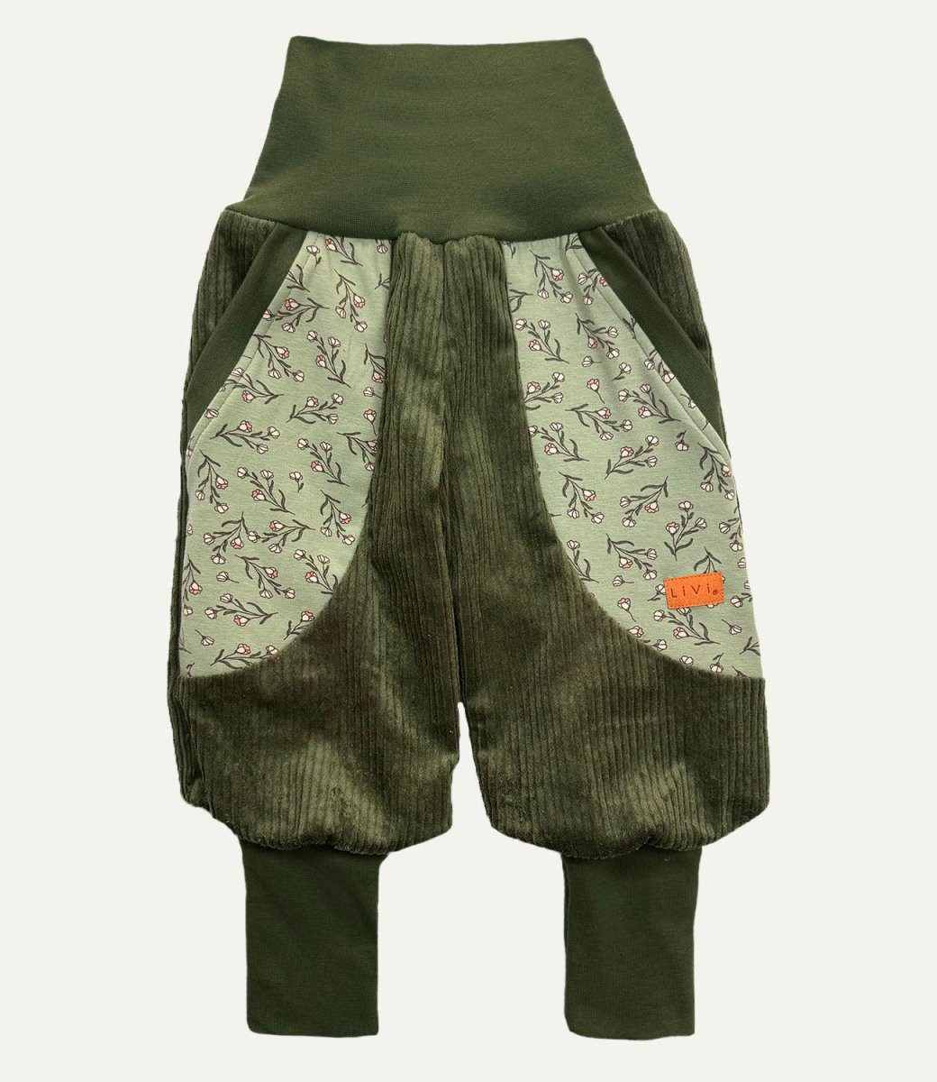 LiVi BERLIN Leinenhose JOGGER BREITCORD KHAKI WIESENBLÜTE