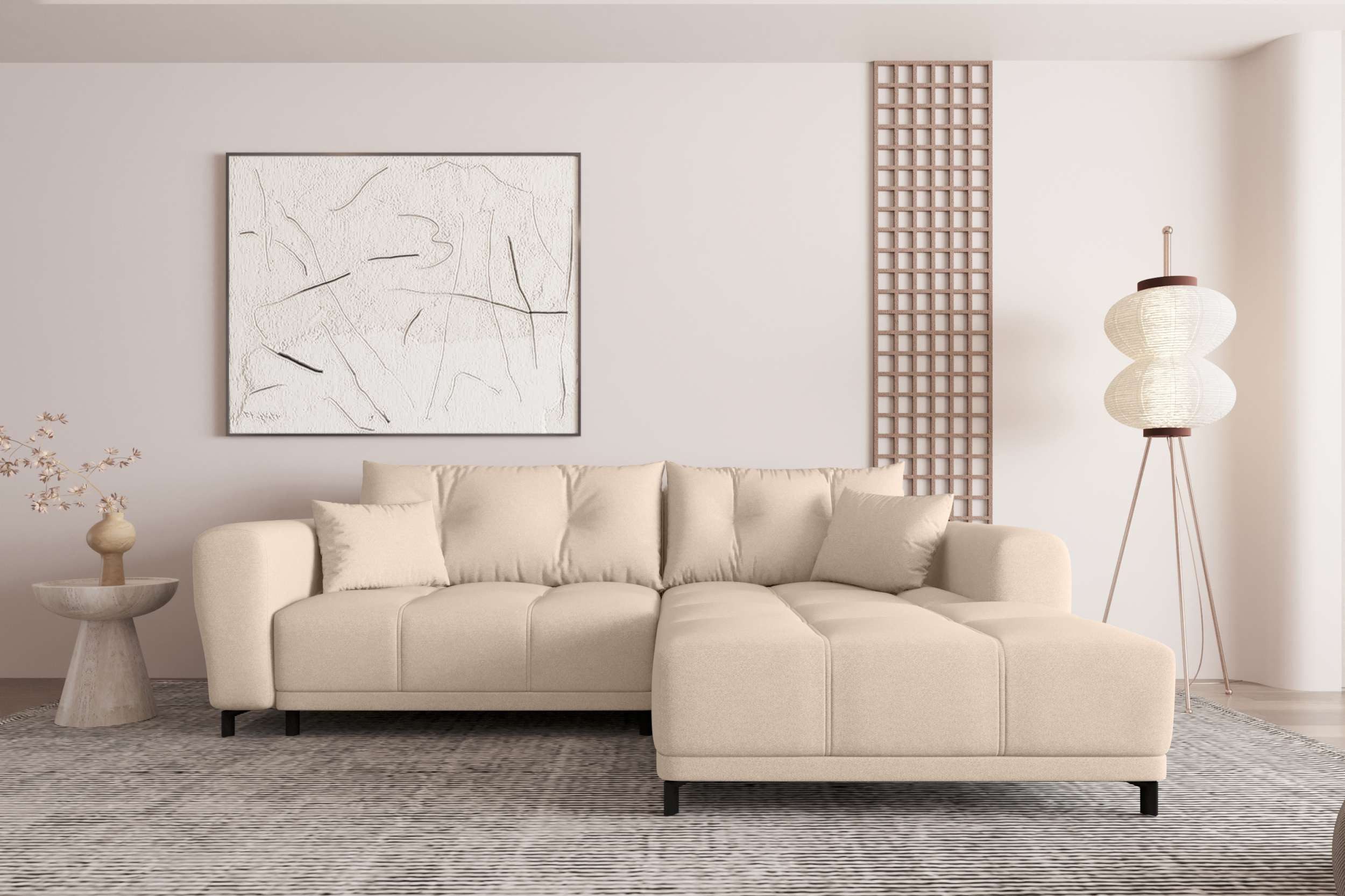 99rooms Ecksofa Massimo, Sofa L-Form, Eckcouch, mit oder ohne Schlaffunktion,Rundumbezug, in Strukturstoff NEVE