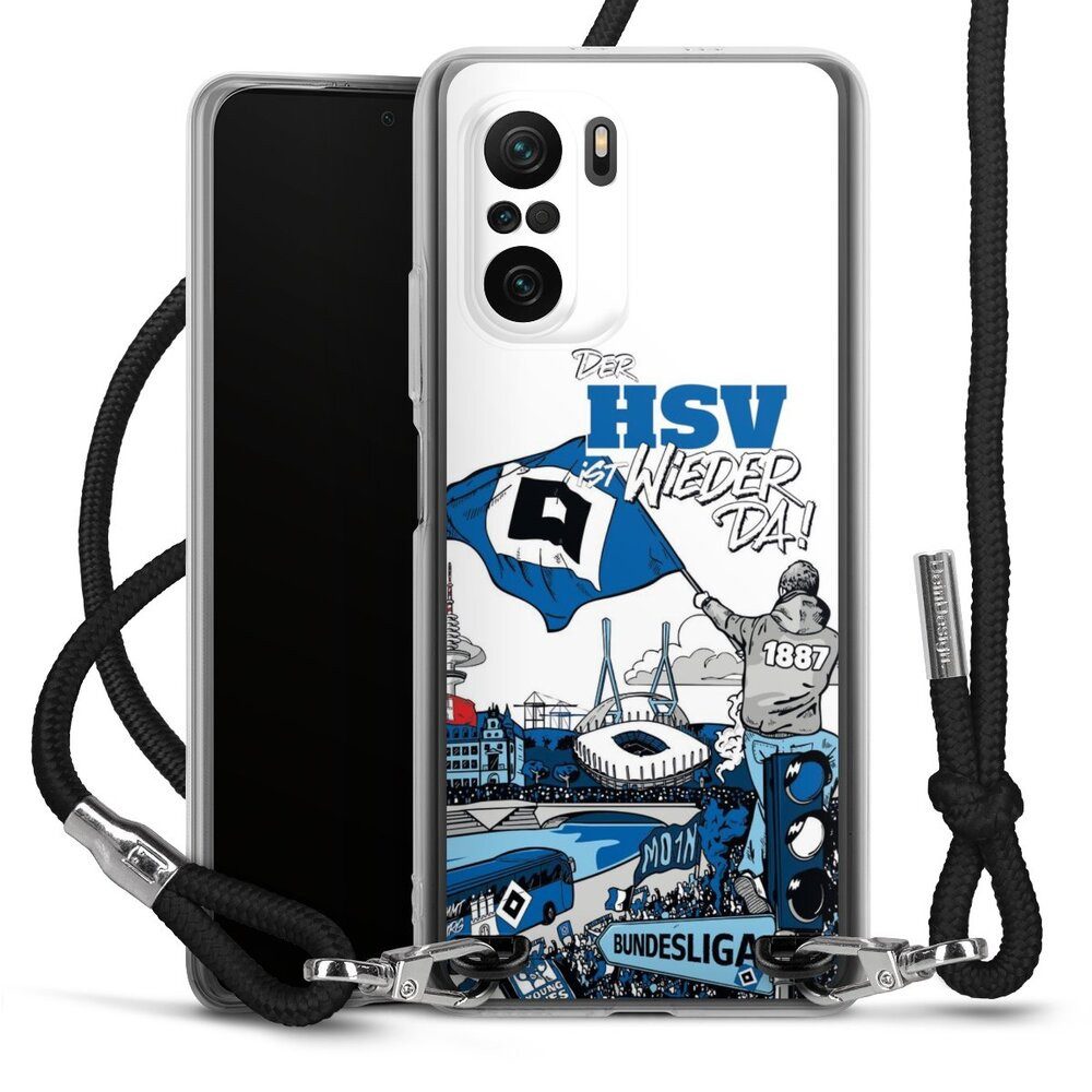 DeinDesign Handyhülle Hamburger SV Offizielles Lizenzprodukt Aufstieg, Xiaomi Poco F3 Handykette Hülle mit Band Case zum Umhängen