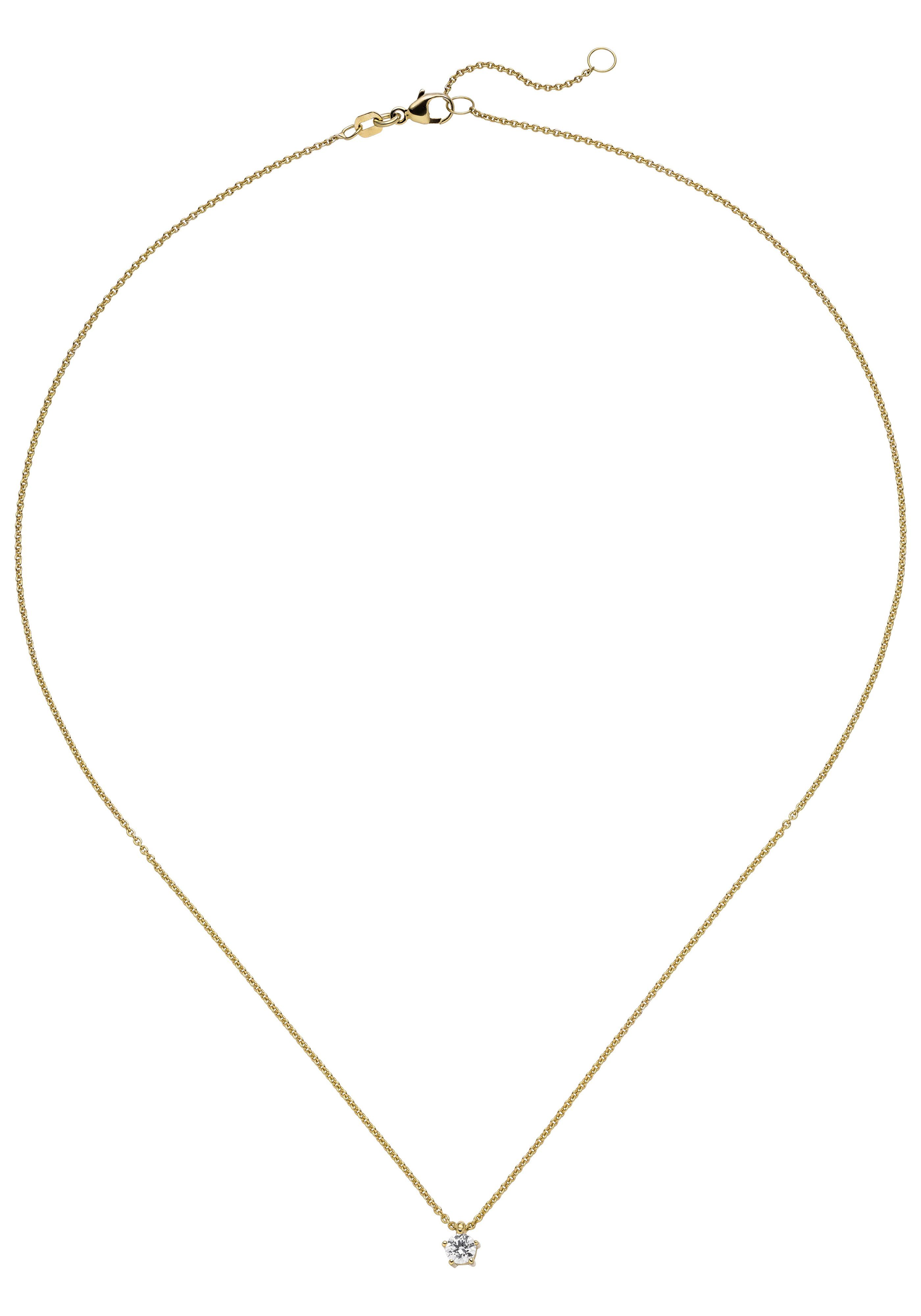 JOBO Kette mit Anhänger Solitär, 585 Gold mit 1 Diamant Brillant 0,15 ct. 45 cm