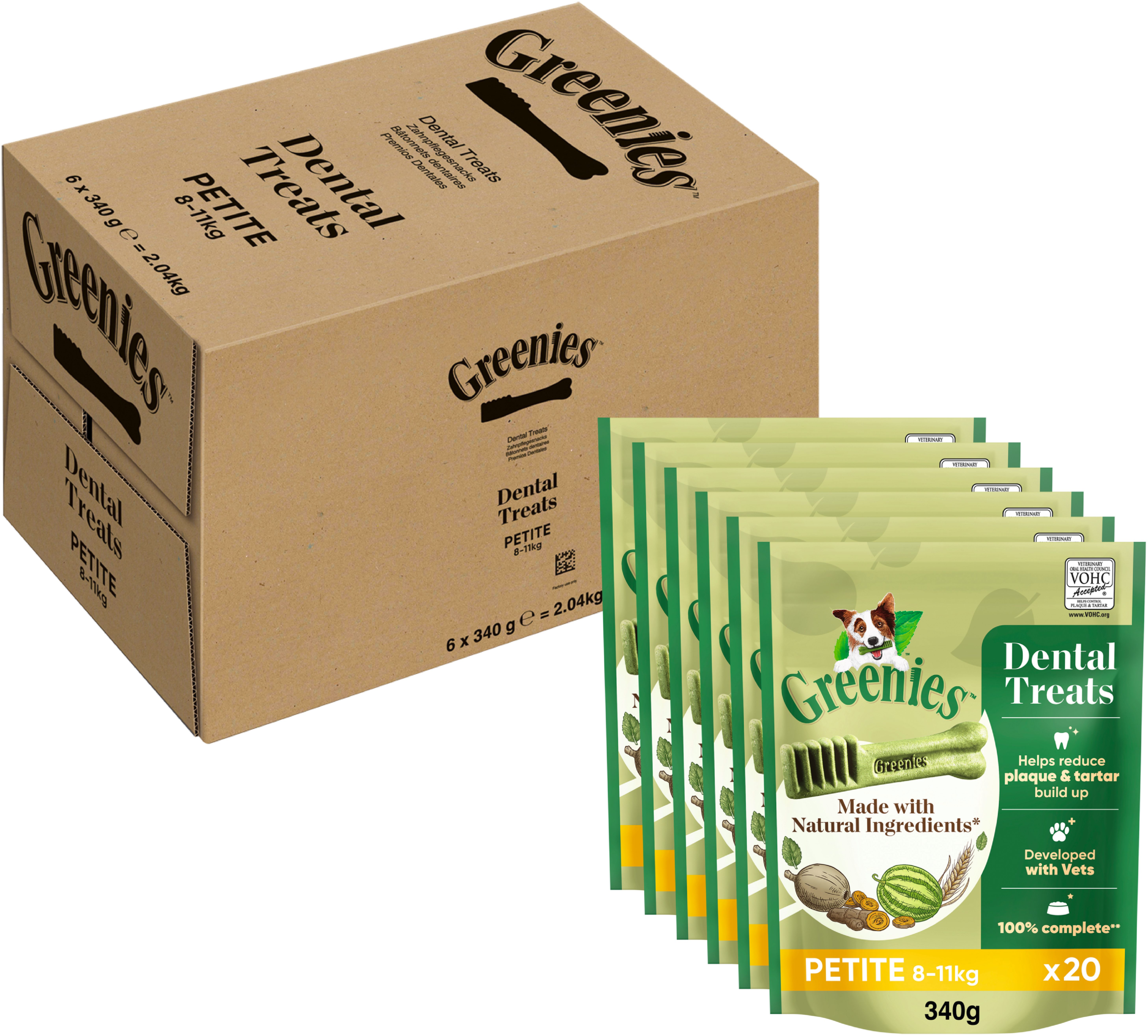 Greenies GREENIES™ Dental Treats Petite für Hunde von 8-11kg, 6 x 340g, Snack für: Hunde
