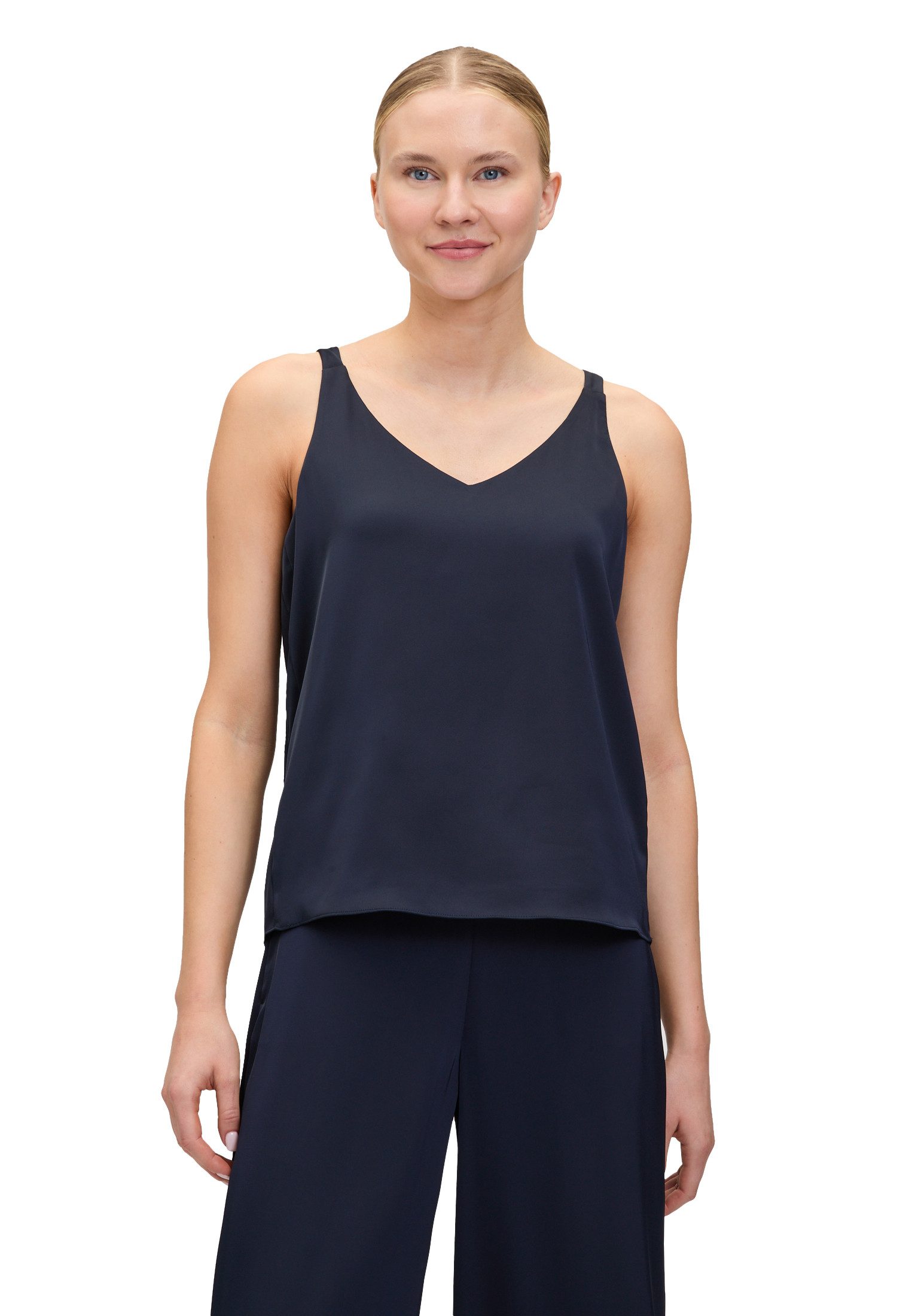 Vera Mont Satinbluse Damen Satin-Bluse mit V-Ausschnitt günstig online kaufen