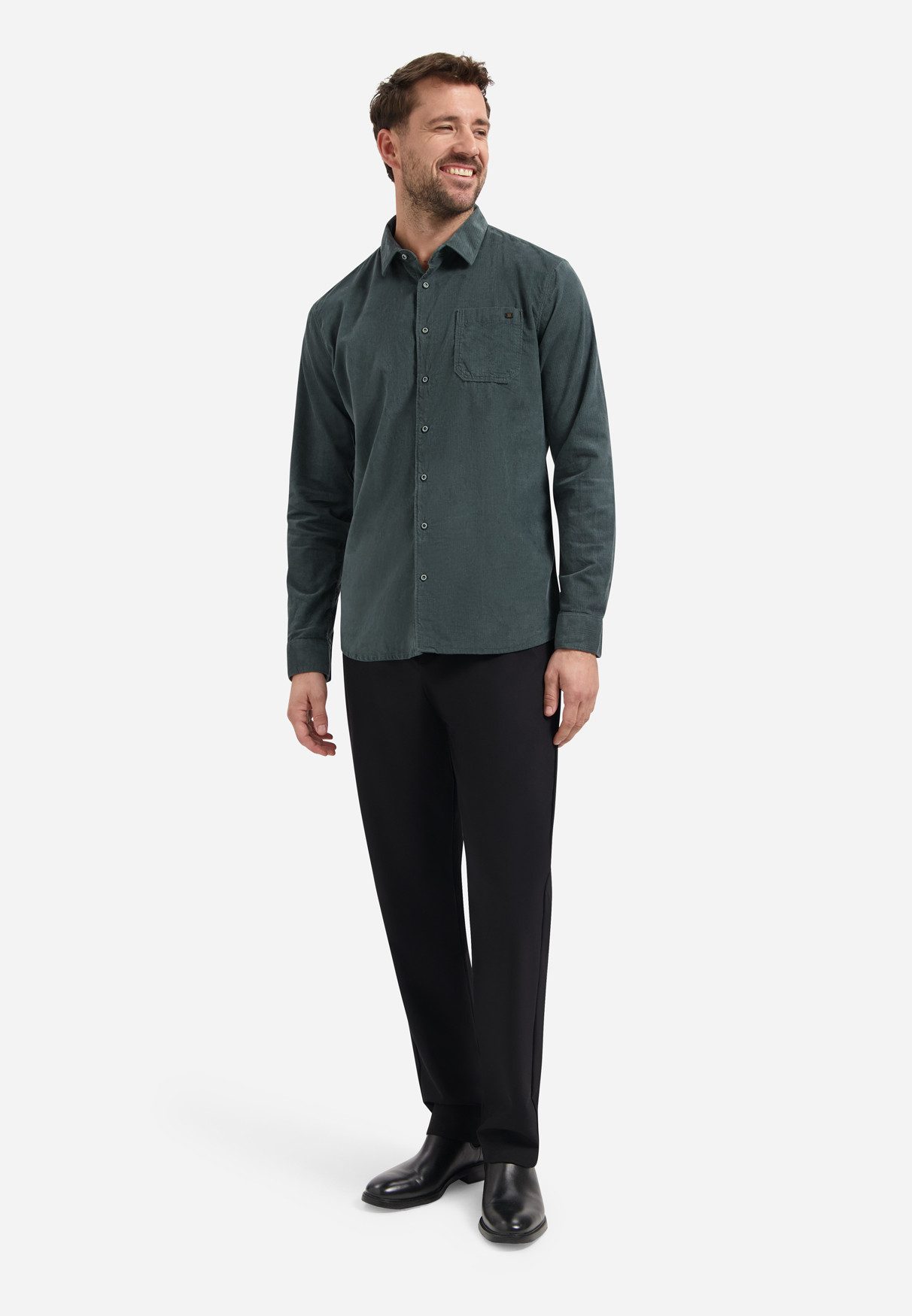NO EXCESS Langarmhemd Shirt Herringbone Fine Corduroy