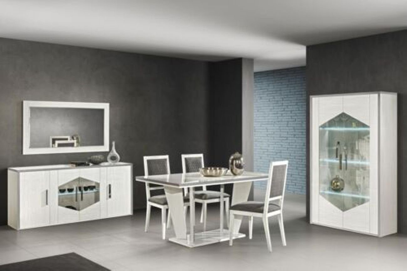 Wohnzimmermöbel in Schrank Luxus Anrichte Glasvitrine Desing Europe JVmoebel Weiße (Vitrine) LED Neu mit Made