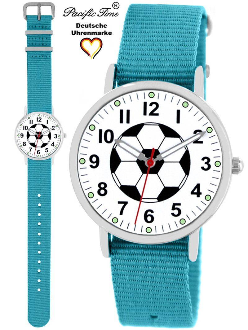 Versand Match Kinder Time Mix Pacific und Quarzuhr - Armbanduhr Wechselarmband, hellblau Gratis Fußball Design