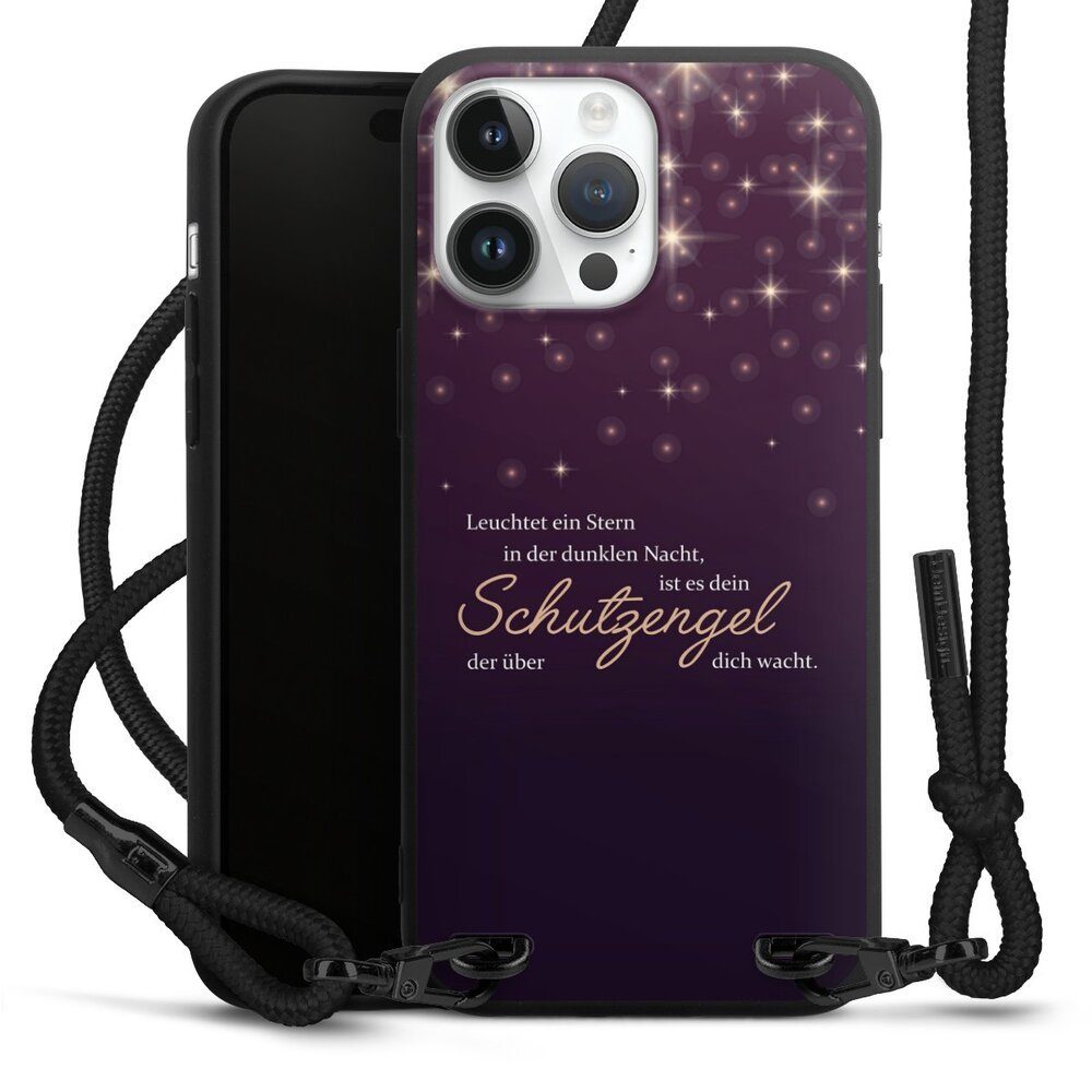 DeinDesign Handyhülle Schutzengel Sprüche Spruch Schutzengel, Apple iPhone 14 Pro Max Premium Handykette Hülle mit Band