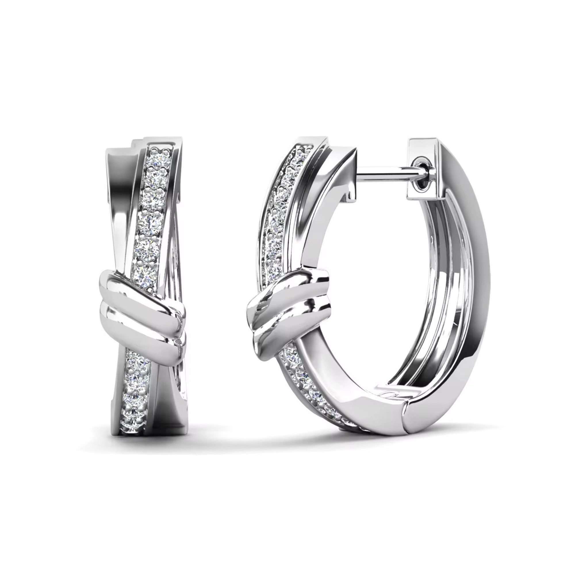 ROUGEMONT Paar Creolen Elegante Damen Creolen 1,8cm mit Zirkonia Besatz 18K Vergoldung, Extravagantes Design
