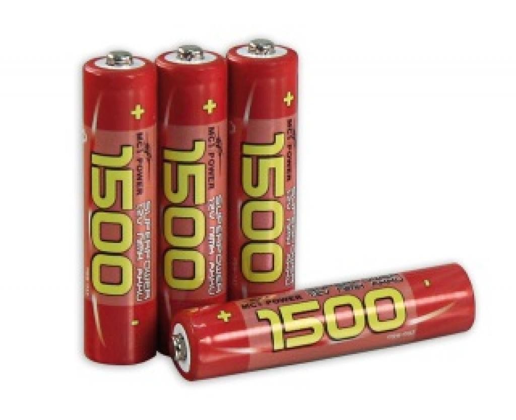 McPower Micro Akku AAA 1,2V 1500mAh NiMH 4er Pack Batterie Batterien Akku