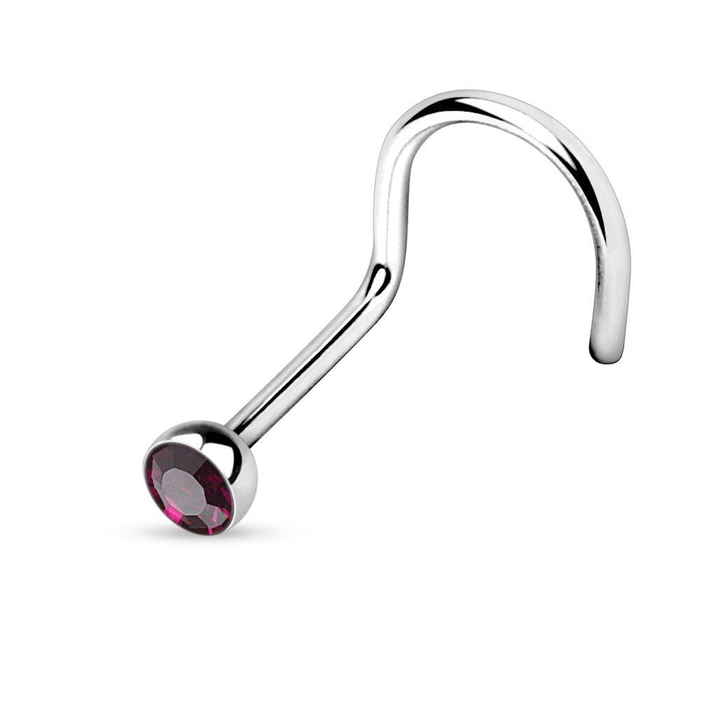 viva-adorno Nasenpiercing 1,0mm Nasenstecker gebogen Zirkonia günstig online kaufen
