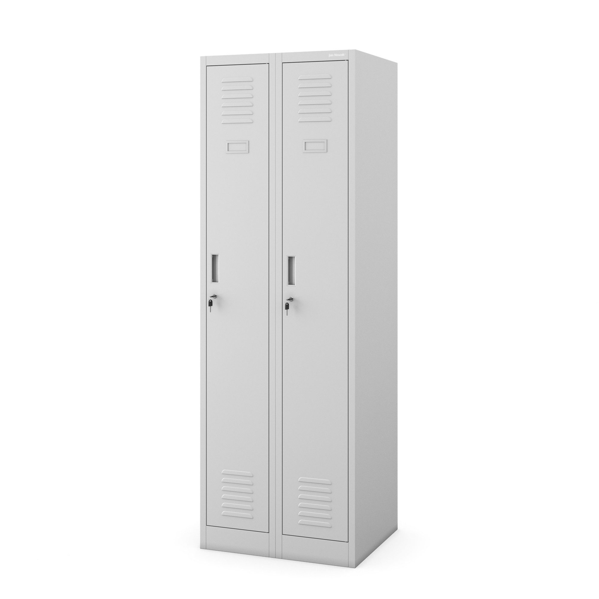 Jan Nowak Mehrzweckschrank Metall Umkleideschrank 60 cm KACPER II 2 Abteile Kleiderstange (0,6 mm 180 x 60 x 50 cm Lüftungsschlitze Wandmontage DSGVO) Spind abschließbar Haken Regal 180 cm hoch robust 5 Farben PZH