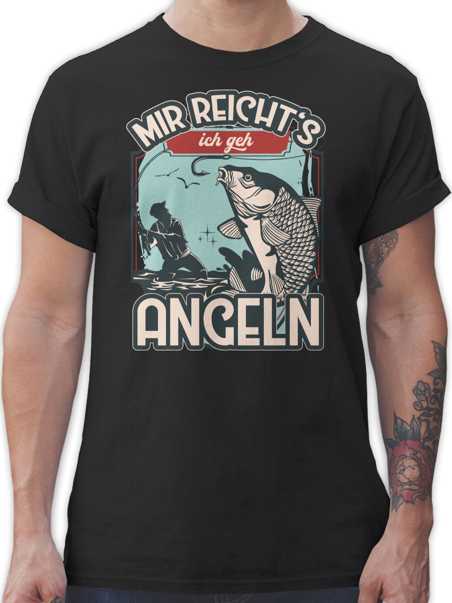 Shirtracer T-Shirt Mir reicht's ich geh angeln - Angler Geschenke - Herren Premium T-Shirt angelshirts - t shirt angeln männer lustig - angler geschenke 02 Schwarz