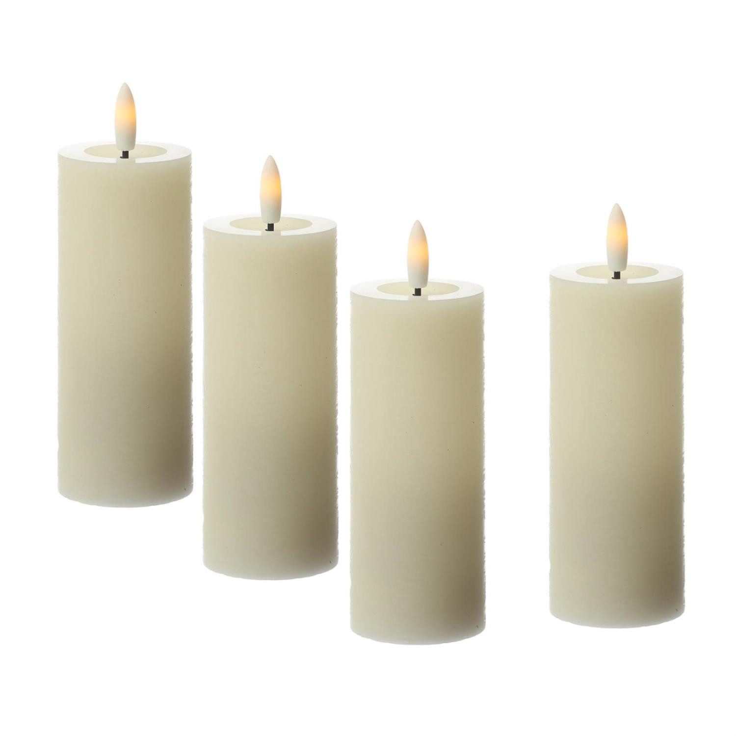 Adilina LED-Kerze Kerzenset LINA Rustik Optik für Adventskranz 5x12,5cm Timer creme 4St (4-tlg)