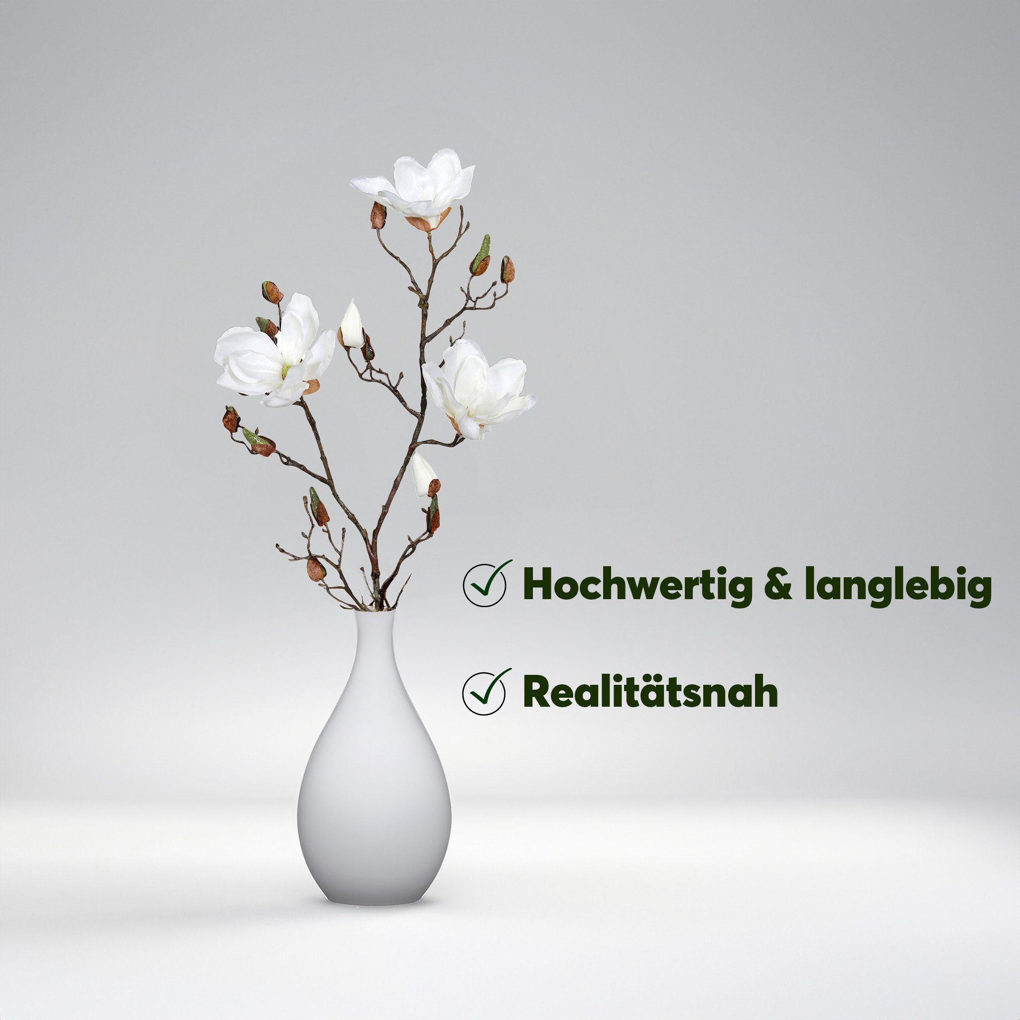 Kunstblume Magnolien-Zweig Kunstblume 87 cm creme-pink Dekozweig Magnolienzweig, matches21 HOME & HOBBY, Höhe 87 cm, Künstliche Frühlingsdeko für Bodenvasen