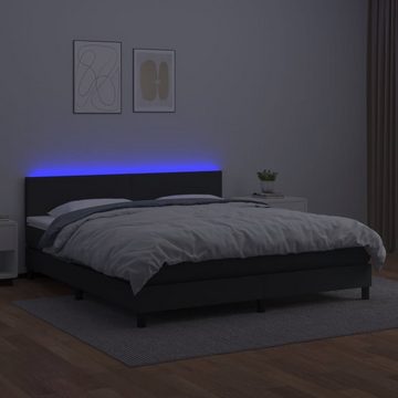 vidaXL Bettgestell Boxspringbett mit Matratze LED Schwarz 180x200 cm Kunstleder Bett Bet