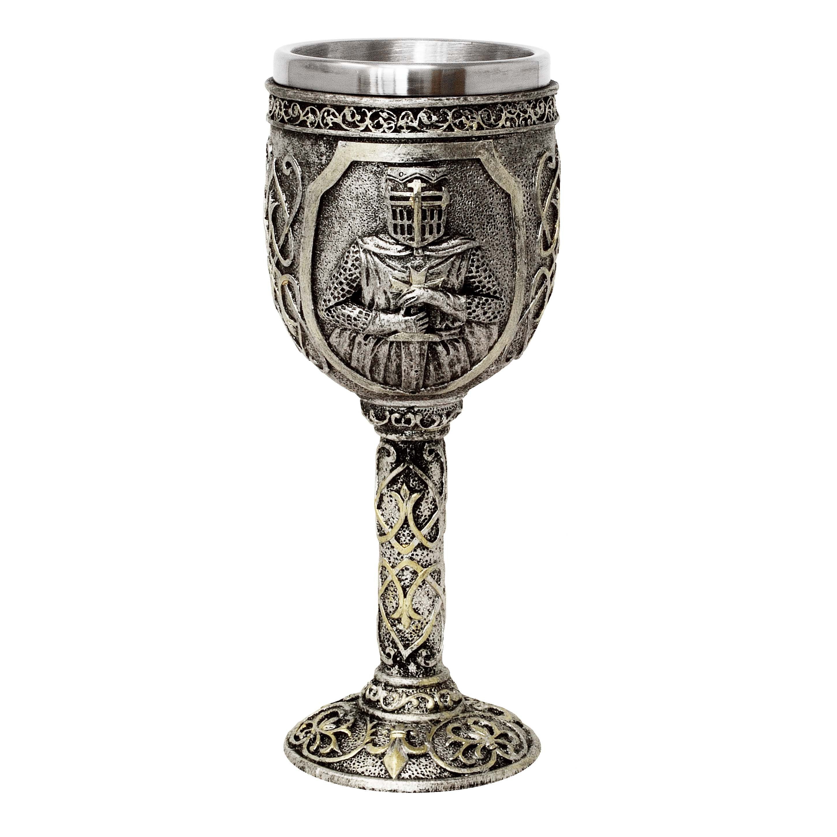 Becher Kelch mit Kreuzritter silberfarben Ritterkelch Ritter Mittelalter