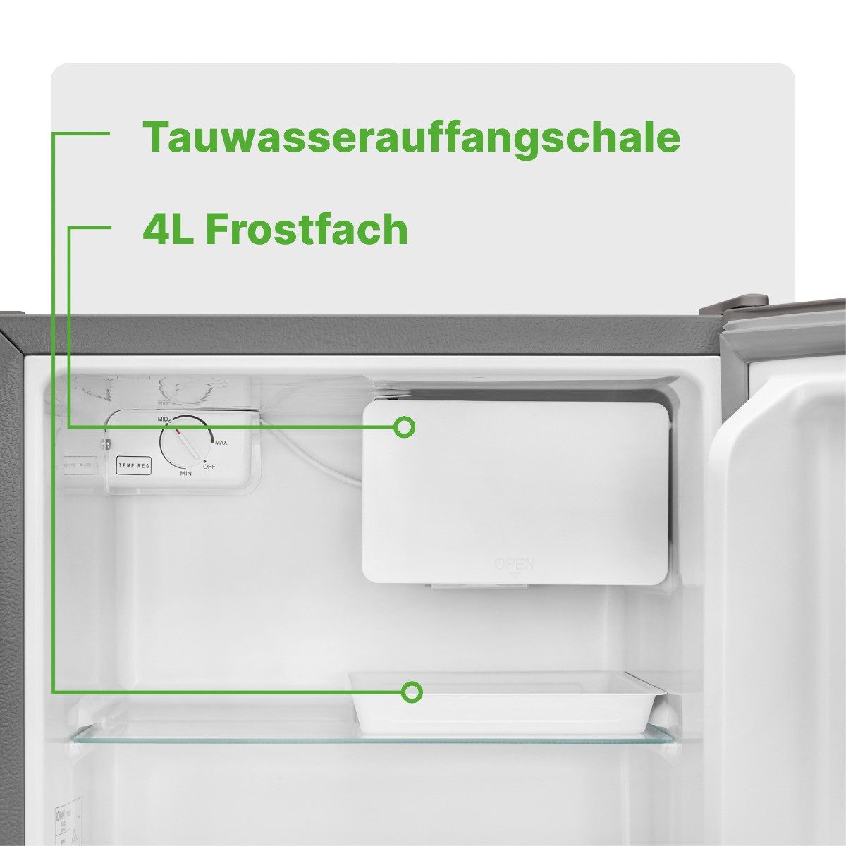 BOMANN Kühlschrank KB 7245, 50 cm hoch, 44.5 cm breit, Mini Kühlschrank 45L m. Gefrierfach leise Kühlbox