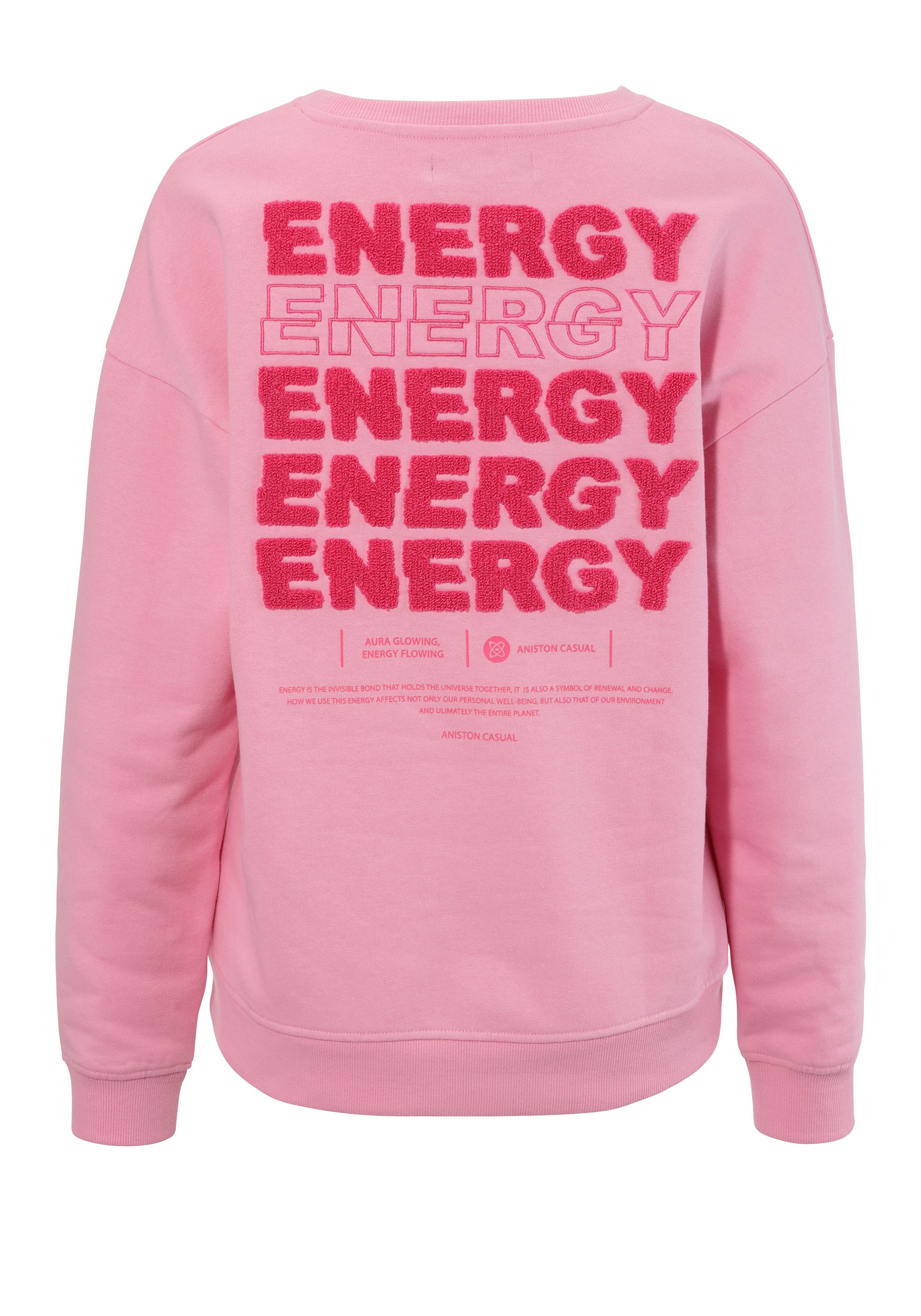 Aniston CASUAL Sweatshirt hinten mit Applikationen, Stickerei und Schriftzügen