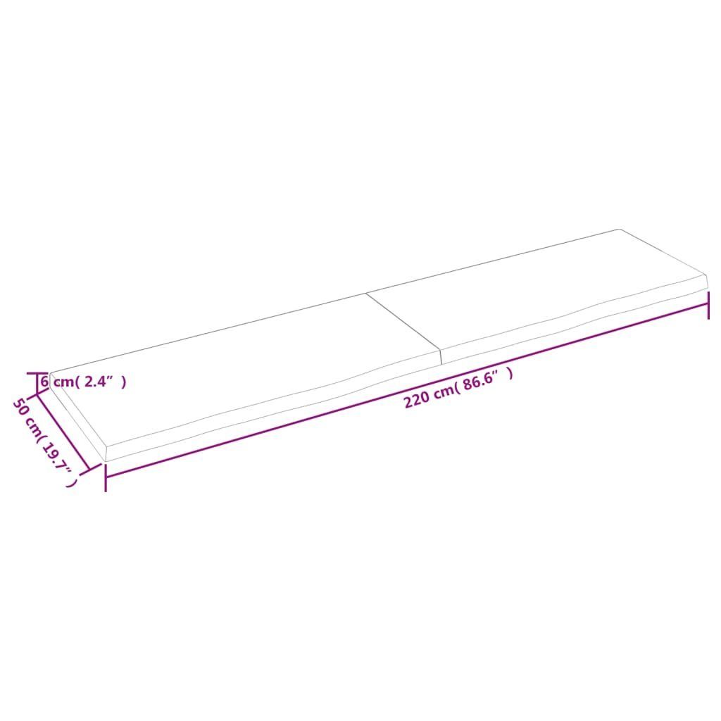 Behandelt Eiche furnicato 220x50x(2-6)cm Tischplatte Massivholz