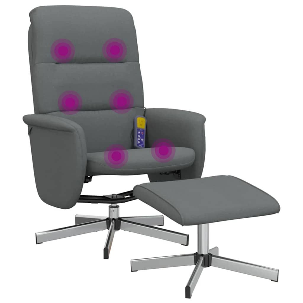 vidaXL Sessel Massagesessel mit Fußhocker Dunkelgrau Stoff (1-St)