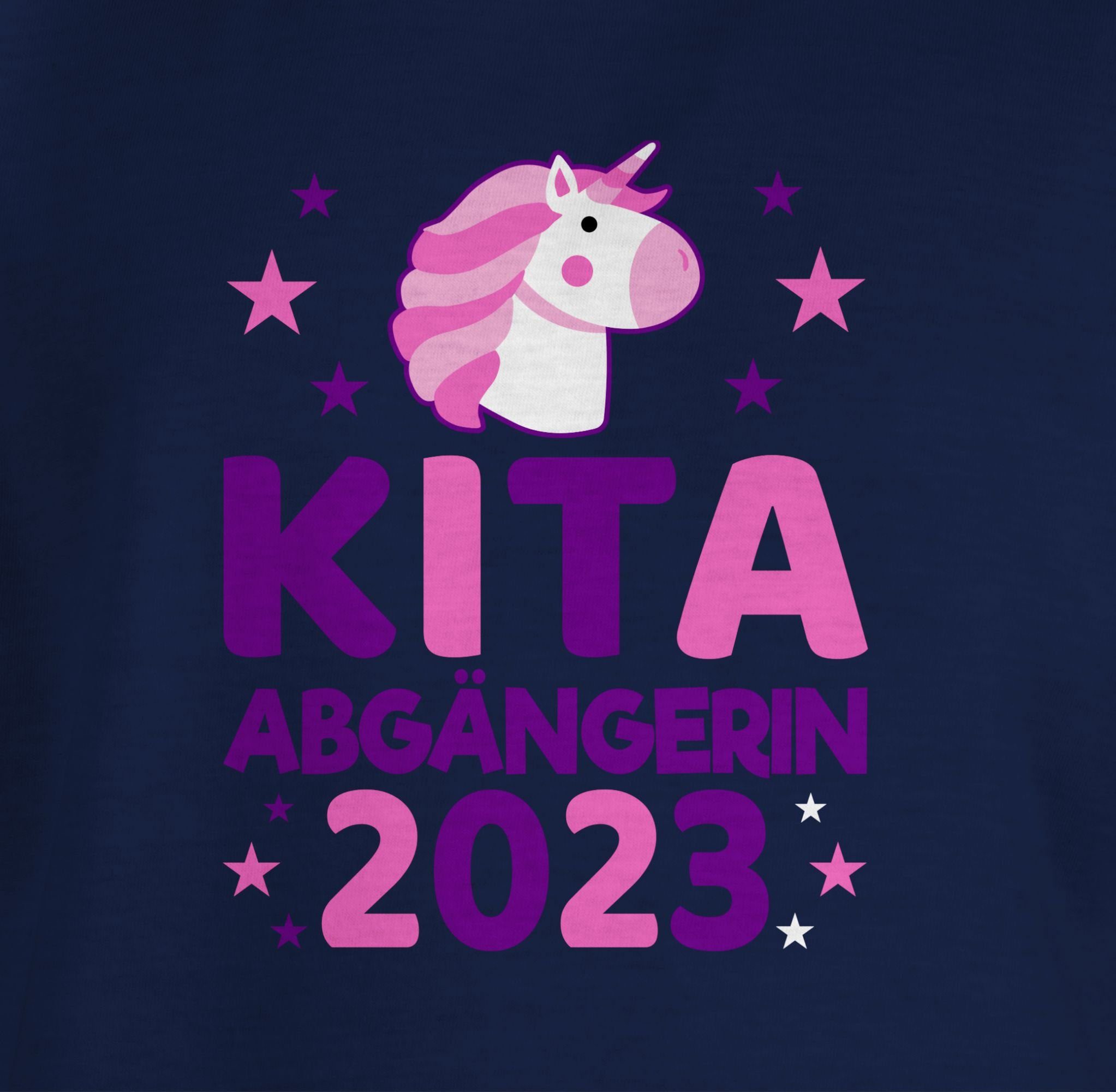T-Shirt Dunkelblau Shirtracer Abgängerin Sterne Mädchen Kita 2 2023 Einschulung rosa/lila Einhorn