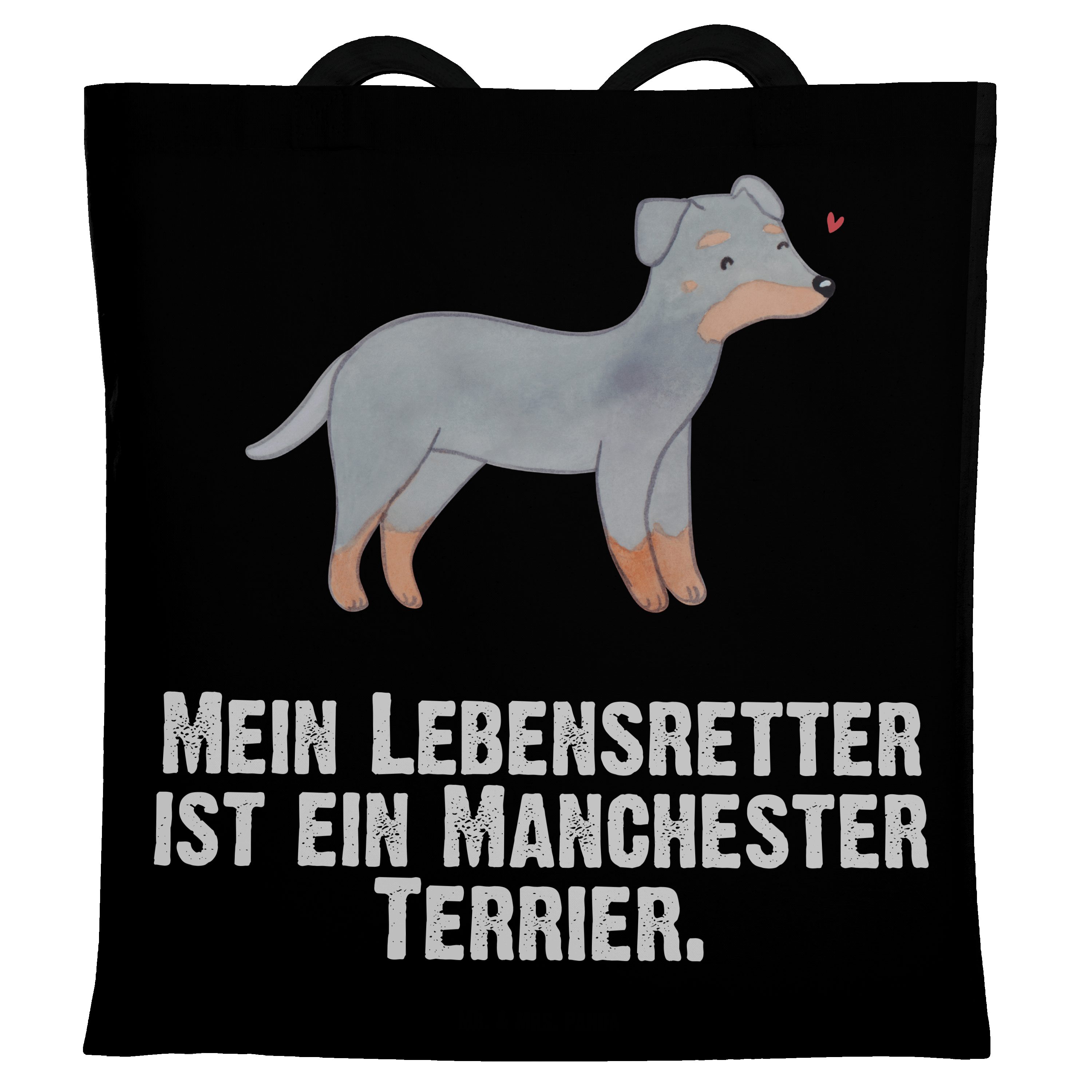 Mr. Schwarz - (1-tlg) & Terrier Geschenk, - Manchester Tierfreund, Mrs. Panda Lebensretter Beu Tragetasche