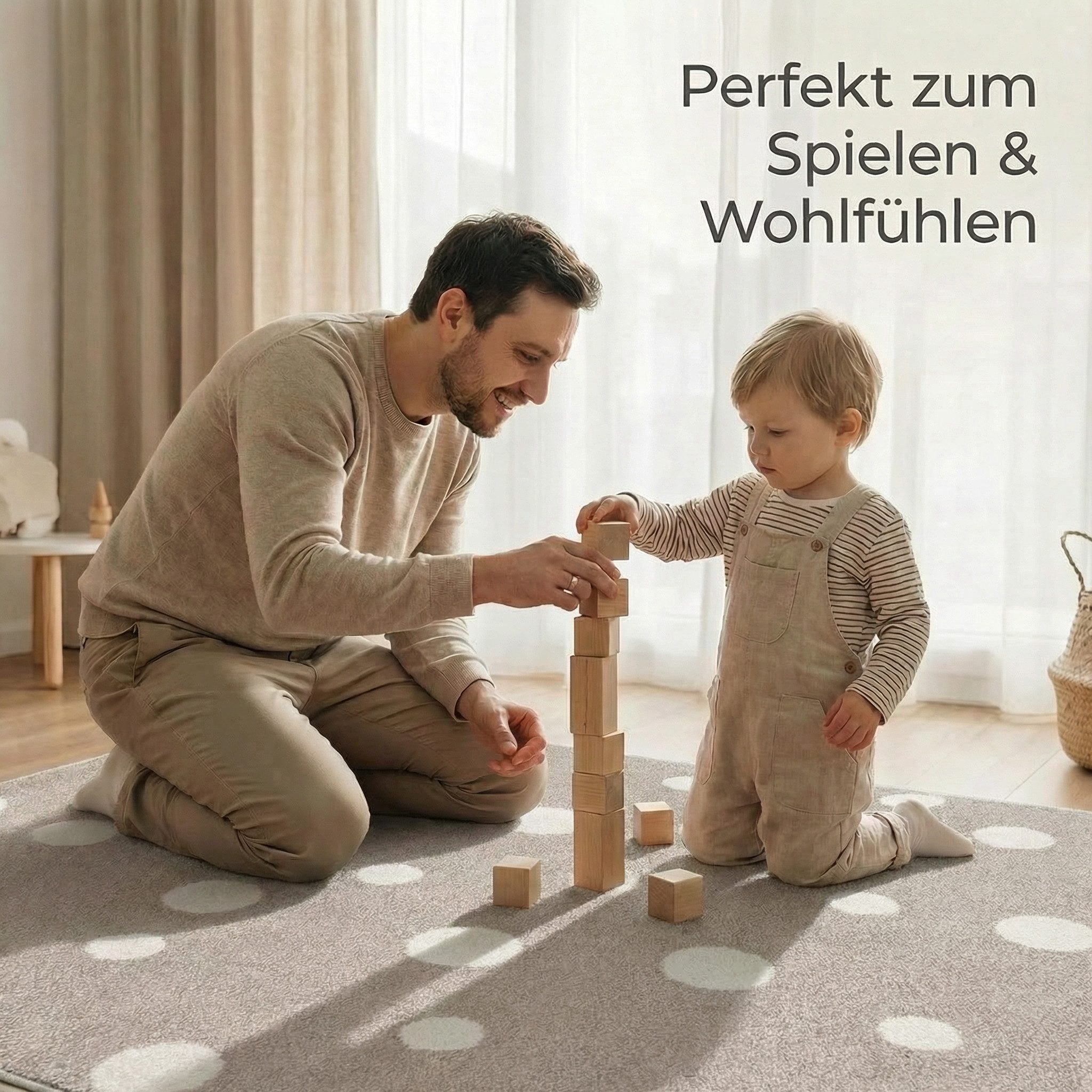 Jimri Kinderteppich DOT´S Teppiche für Kinderzimmer, Kinderzimmerteppich, Teppich, Läufer, Regenbogen – Bild 4 von 5