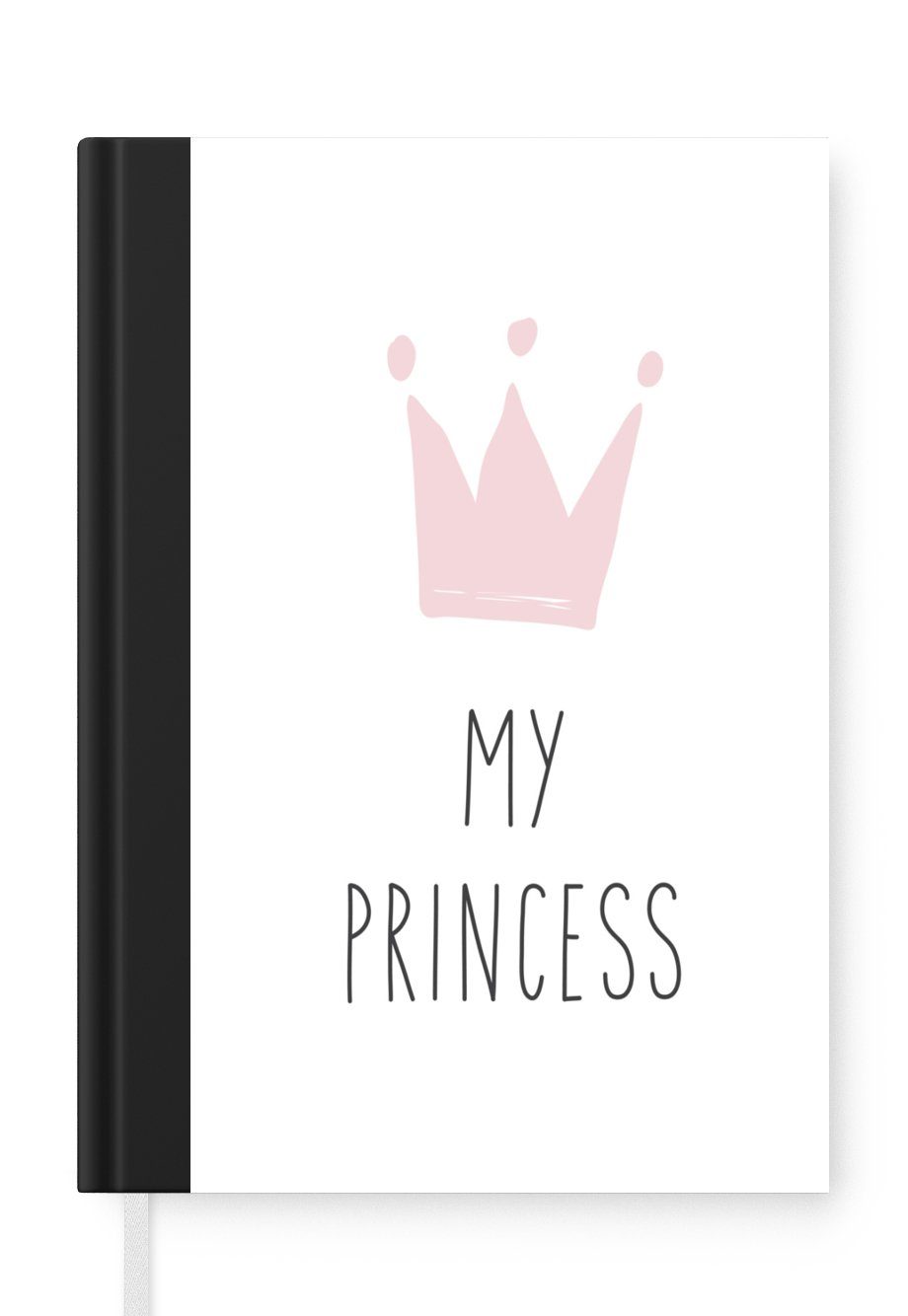 MuchoWow Notizbuch Illustration mit dem Zitat "My princess" und einer rosa Krone, Journal, Merkzettel, Tagebuch, Notizheft, A5, 98 Seiten, Haushaltsbuch | Notizbücher