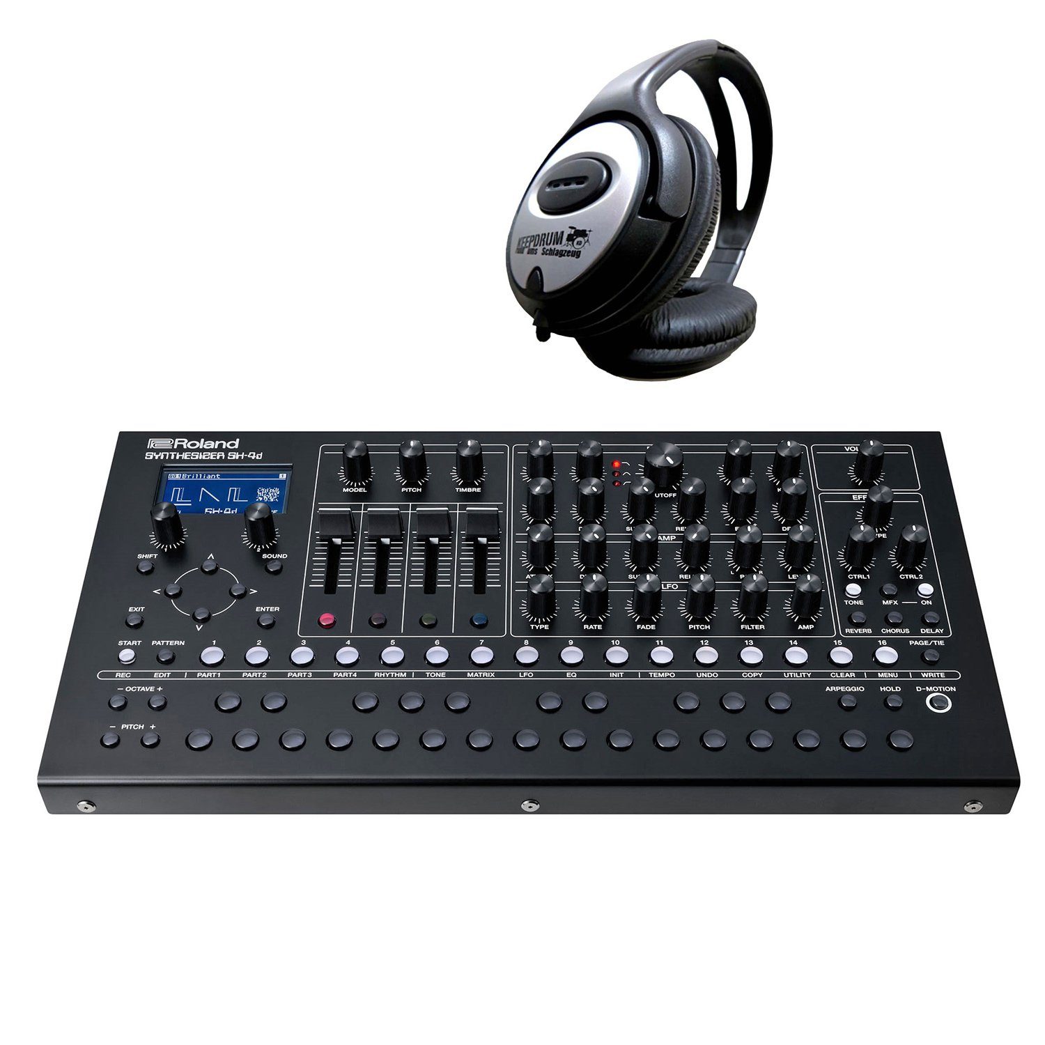 Synthesizer Roland SH-4d Desktop Synthesizer mit Kopfhörer