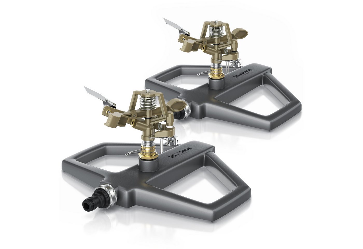 Brandson Kreisregner Vollmetall-Rasensprinkler 360°, Impulskreisregner, für Flächen bis 314 m², (2-St), einstellbar & robust (bis 20 m), Metall, Zink, Gardena-kompatibel
