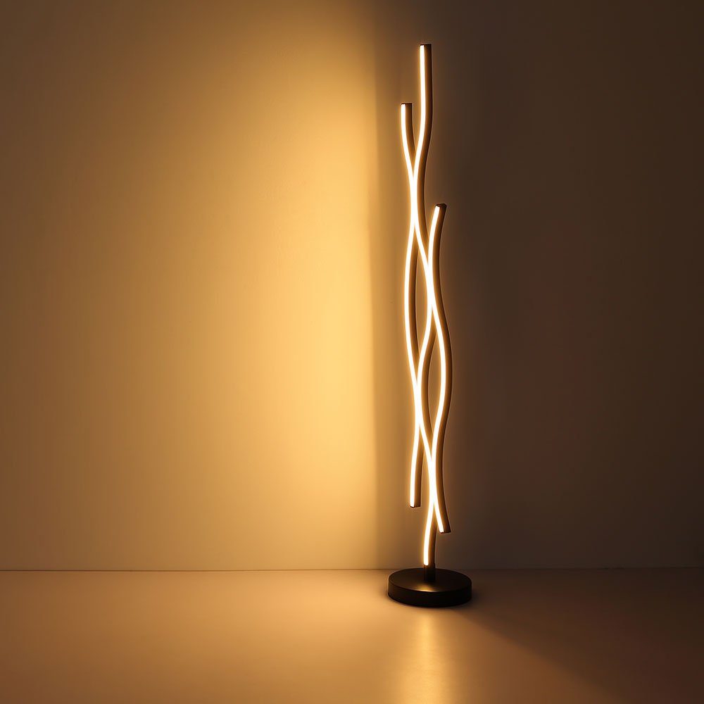 LED LED Stehlampe, Metall Wohnzimmerlampe Stehleuchte Globo Standlampe Holzoptik