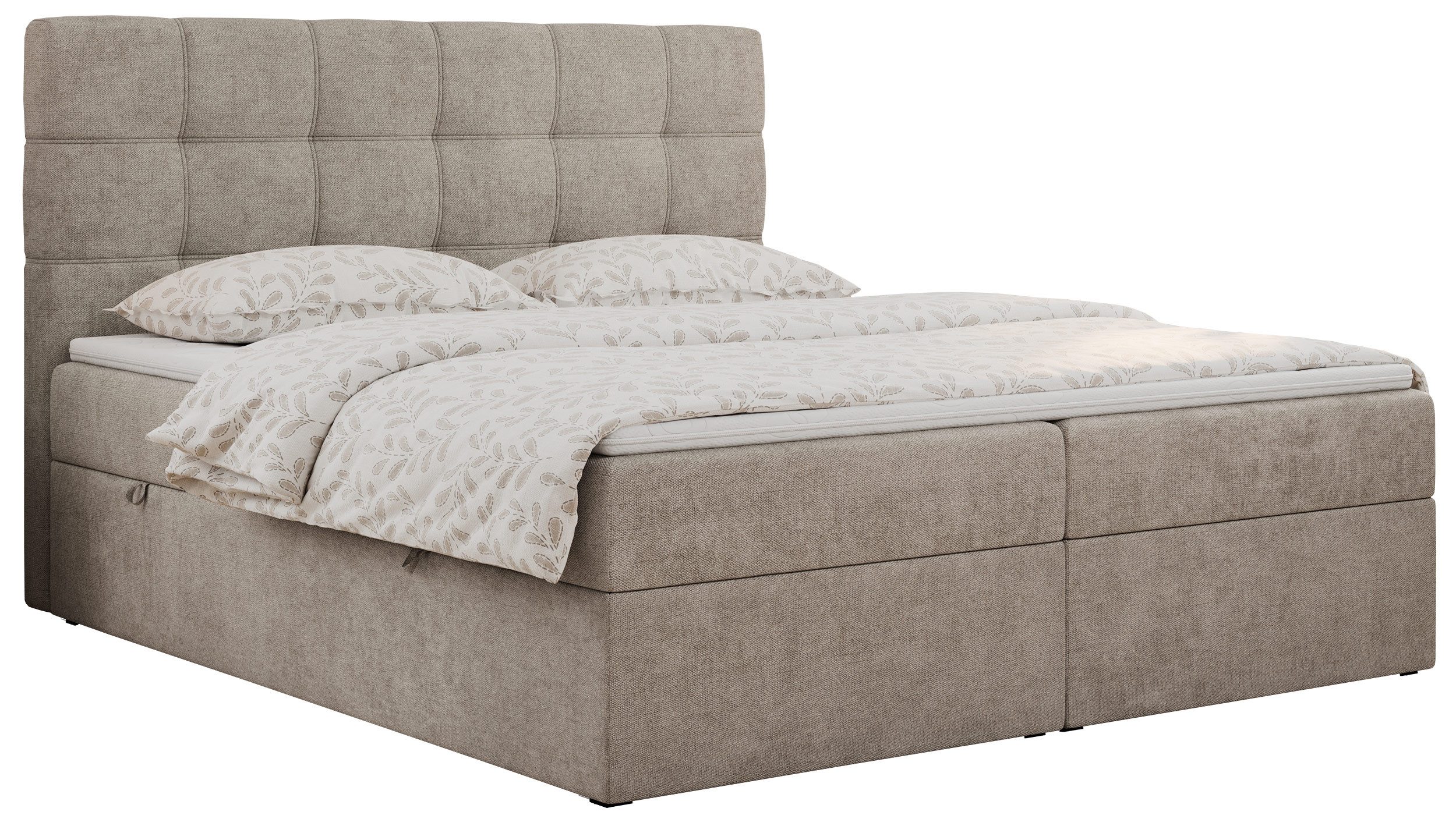 MKS MÖBEL Boxspringbett ERNI (Set, Packung, T30-Schaum, H3-Matratze, 7 Härtezonen, gesteppte Kopfstütze), mit Bettkästen, Doppelbett, Multipocket-Matratzen, Topper T25/Visco