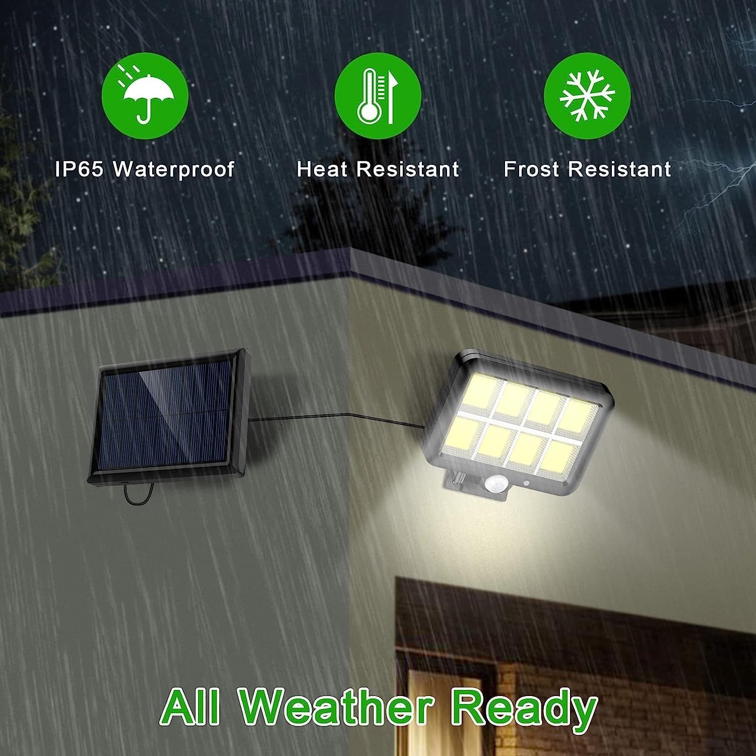 DOPWii LED Solarleuchte 2PCS Solarlampe,3 fest Kabel,160COB Lampenperle, Modi,mit integriert Bewegungsmelder&5M LED