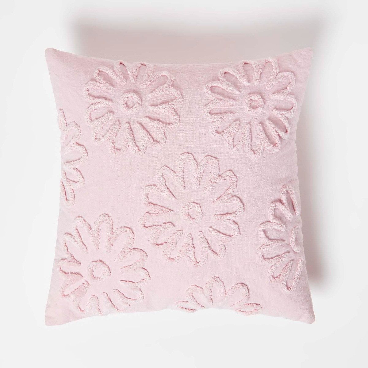 Homescapes Dekokissen Tufted Kissen rosa 45 x 45 cm – Dekokissen Blumen