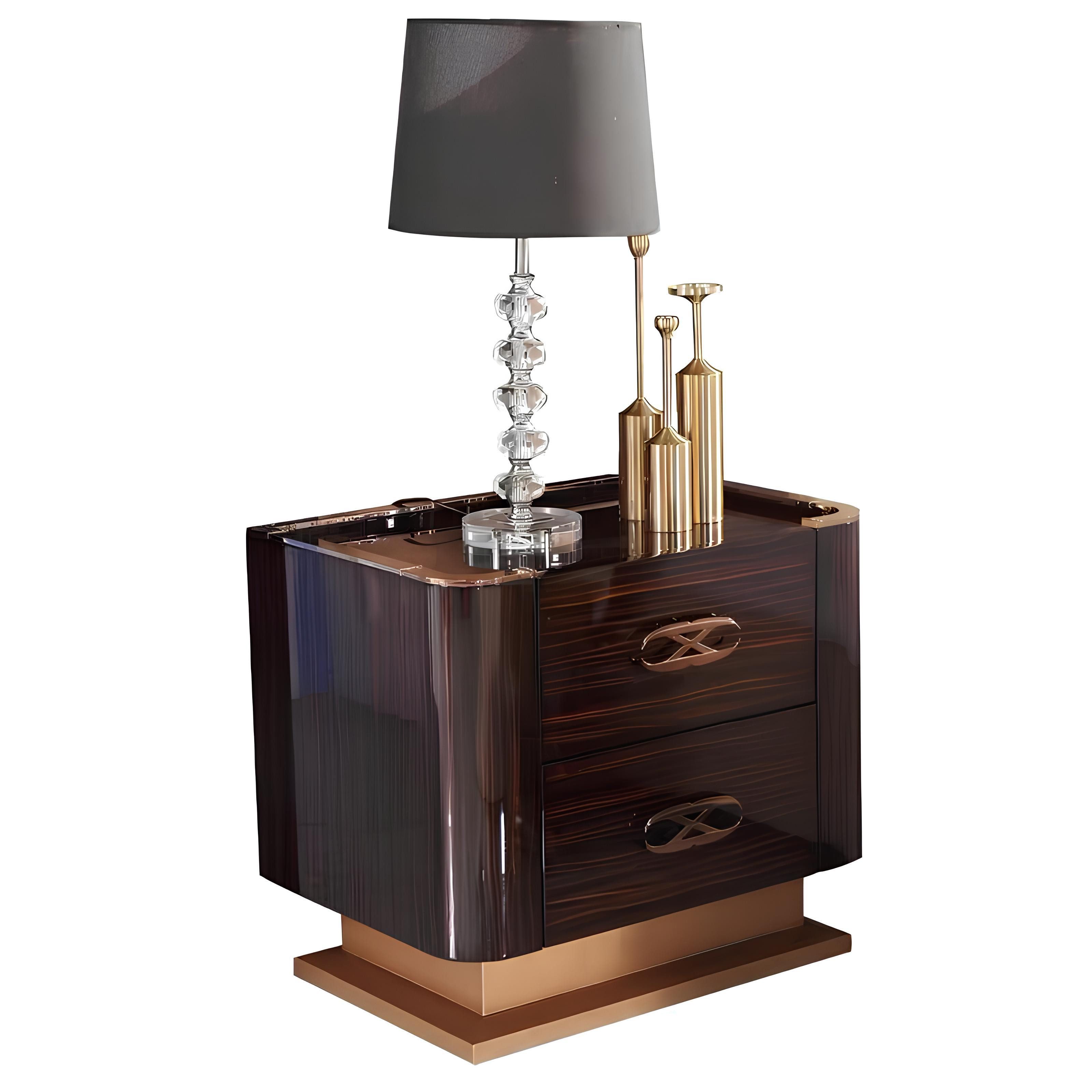 Xlmoebel Nachttisch Luxuriöse Nachttisch-Konsole im Designer-Stil aus Metall und Holz (1-St., Nachttisch), Hergestellt in Europa