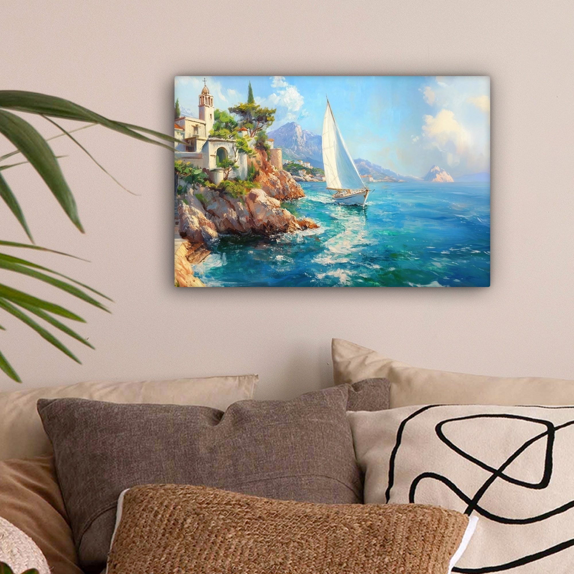 OneMillionCanvasses® Leinwandbild Segelboot - Felsen - günstig online kaufen